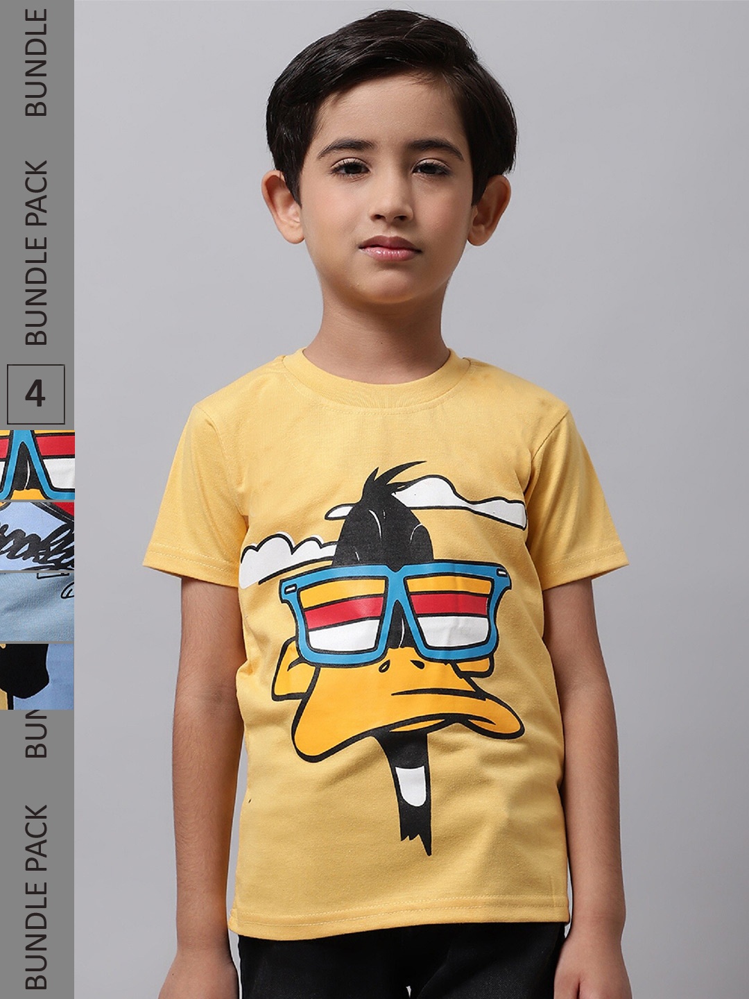 

BAESD Boys Pack Of 4 Printed Cotton T-shirt, Yellow