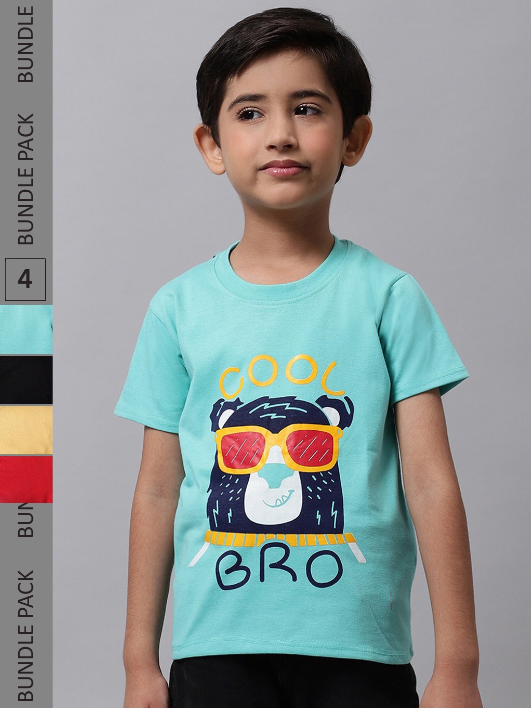 

BAESD Pack of 4 Boys Graphic Printed T-shirt, Sea green