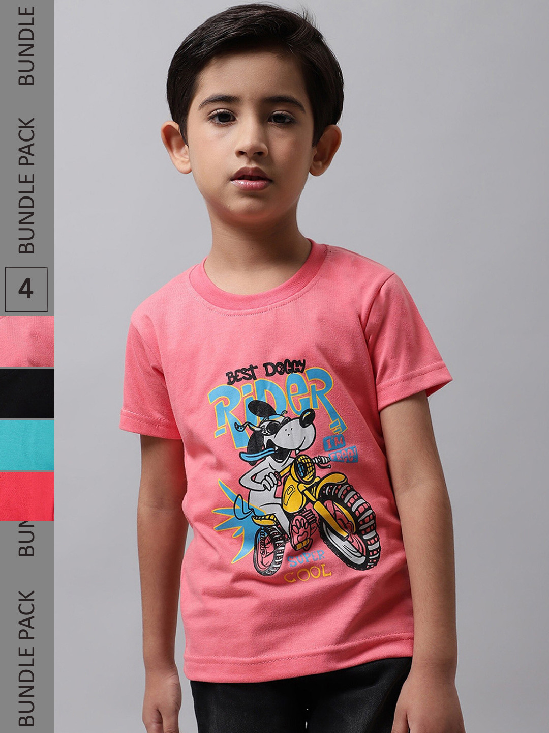

BAESD Boys Pack Of 4 Printed Cotton T-shirts, Pink
