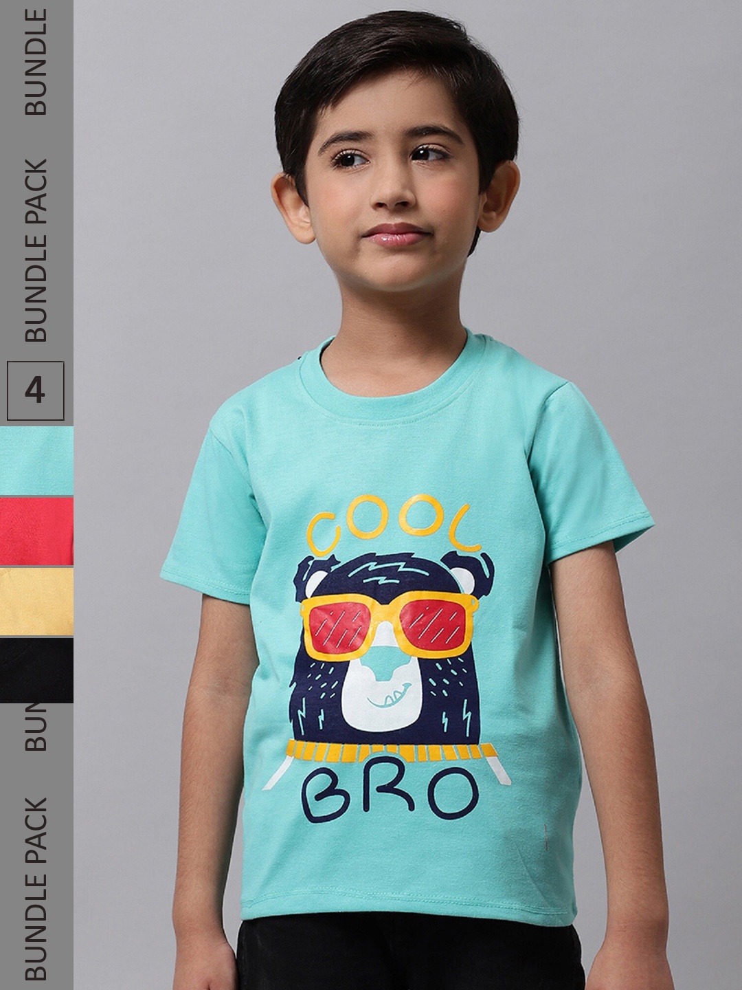 

BAESD Boys Pack Of 4 Graphic Printed Cotton T-shirt, Blue