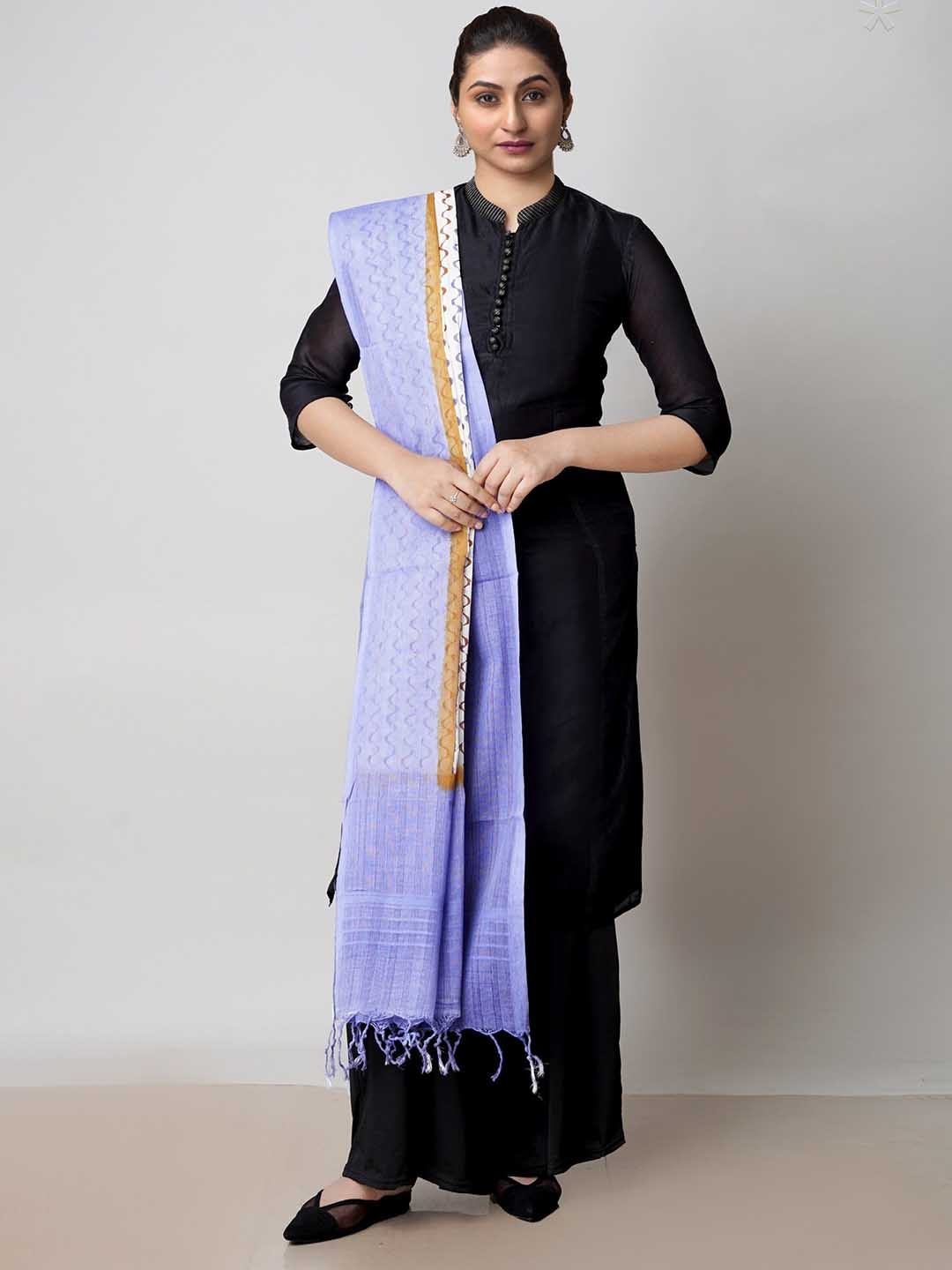 

Unnati Silks Chevron Block Printed Pure Cotton Dupatta, Cream