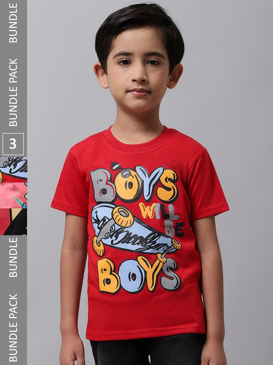 

BAESD Pack Of 3 Graphic Printed Cotton Regular T-shirt, Red