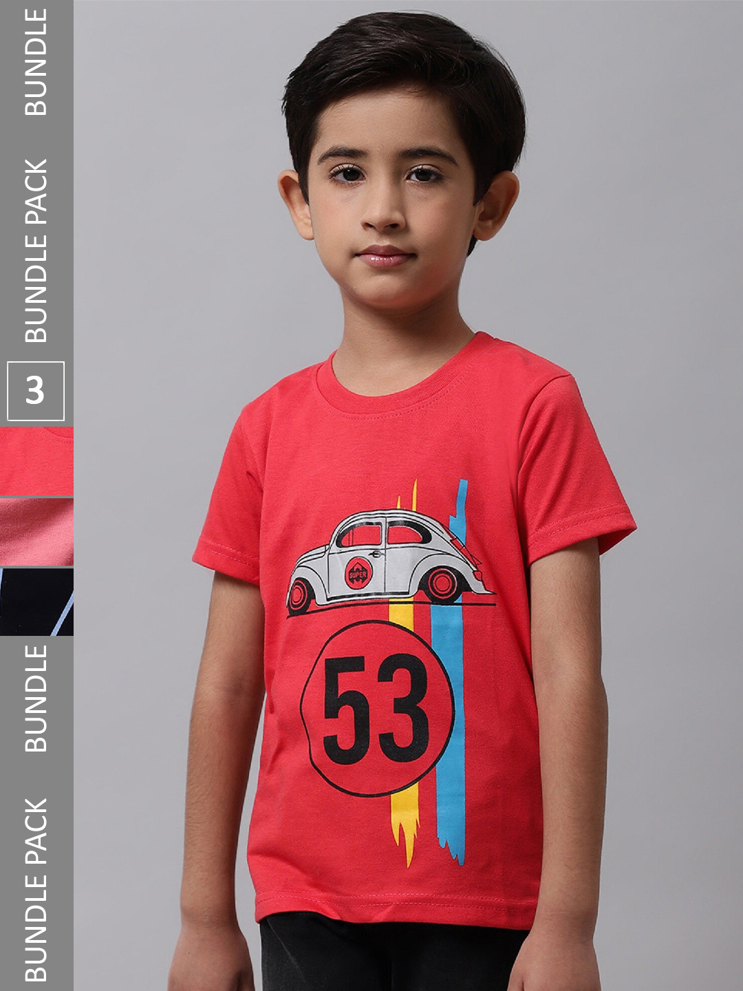 

BAESD Boys Pack Of 3 Printed Cotton T-Shirt, Red