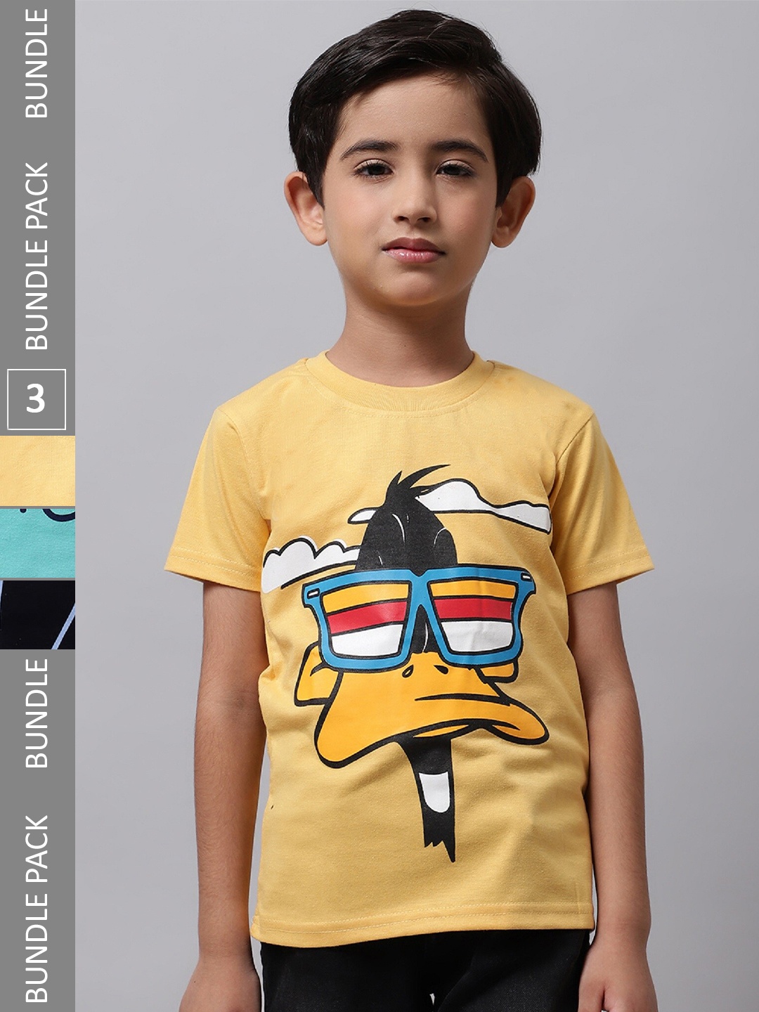 

BAESD Boys Pack Of 3 Printed Cotton T-Shirt, Yellow