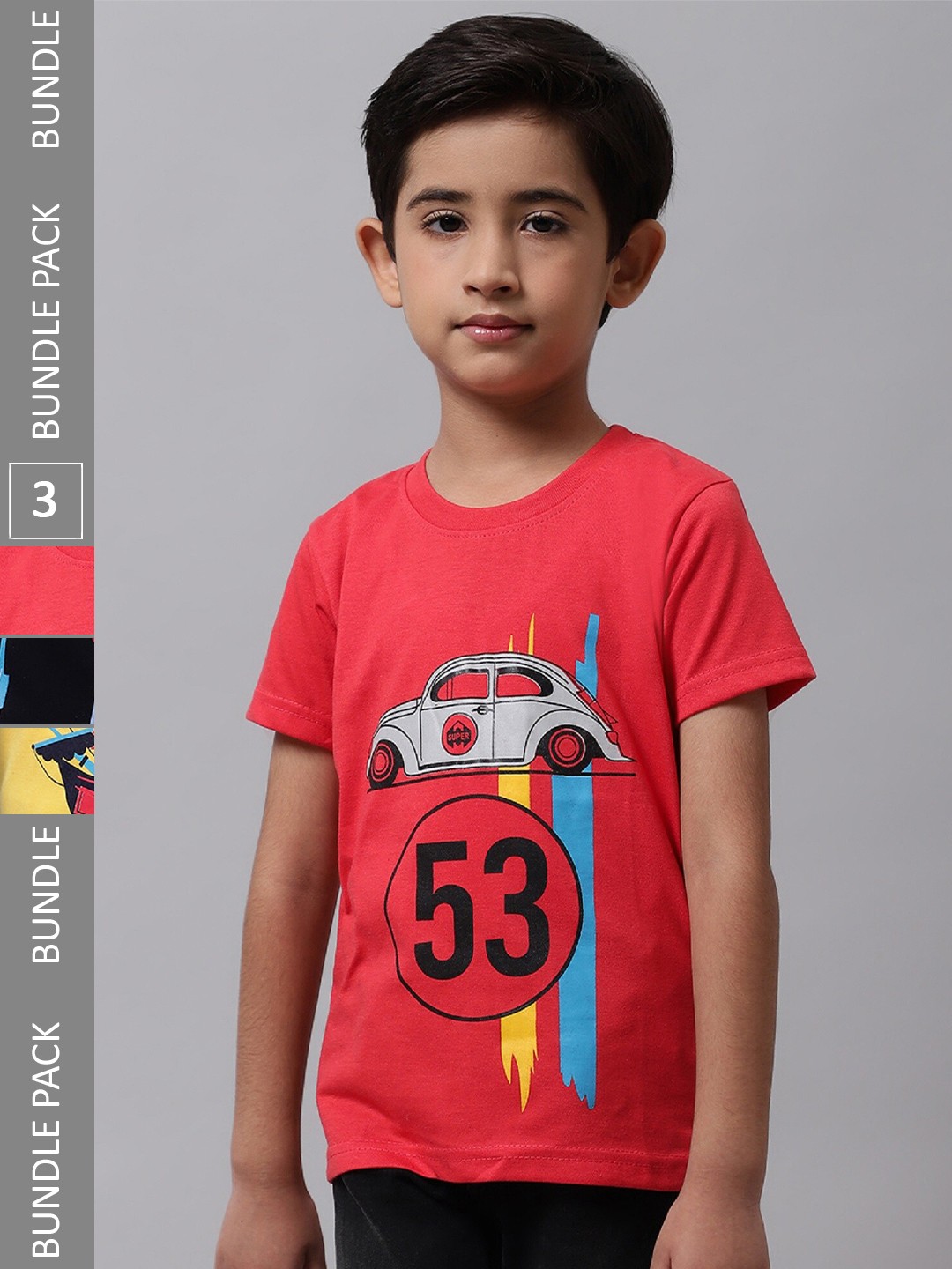 

BAESD Boys Pack Of 3 Printed Cotton T-Shirt, Red