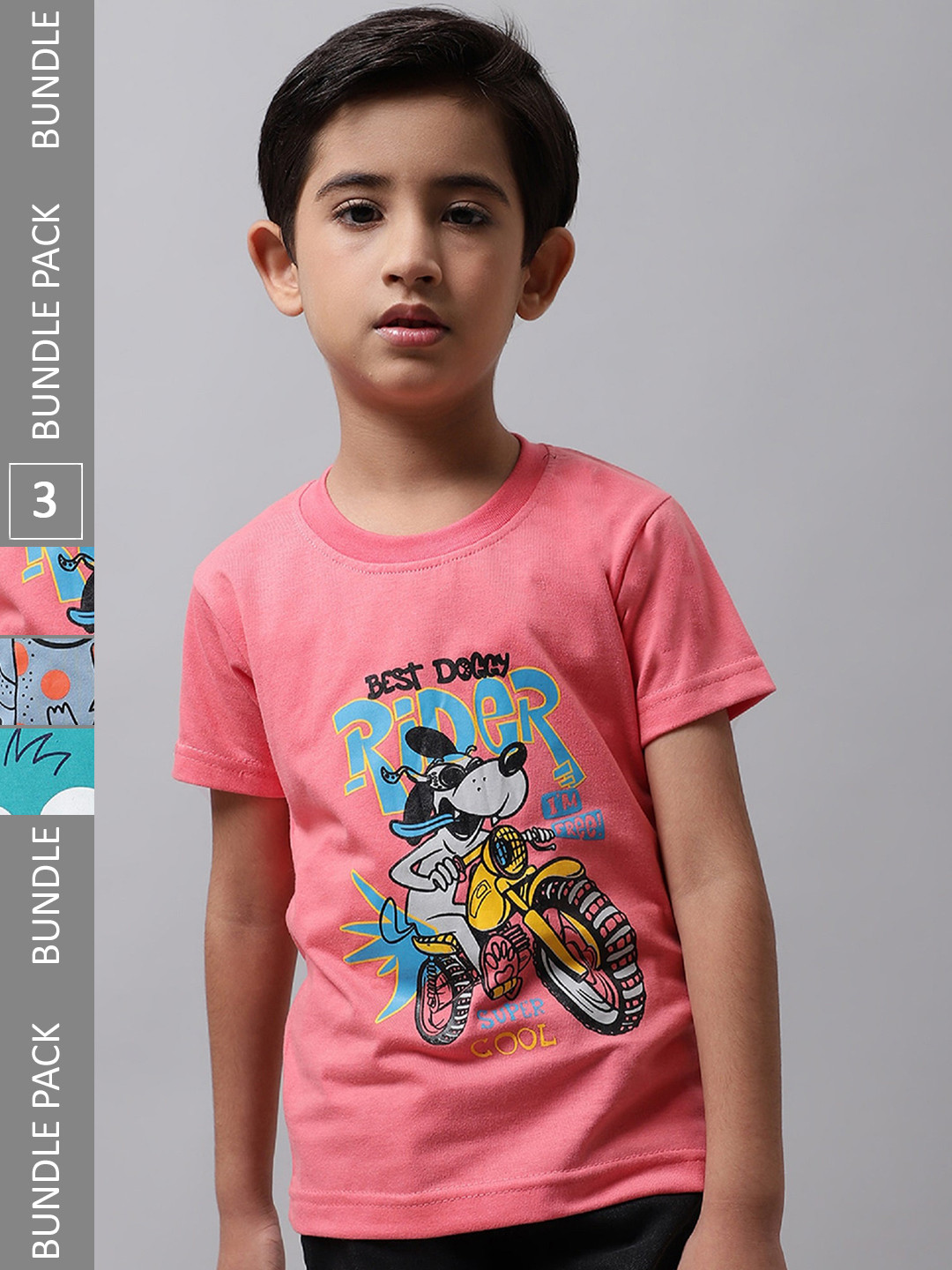 

BAESD Boys Pack Of 3 Printed Cotton T-shirts, Pink