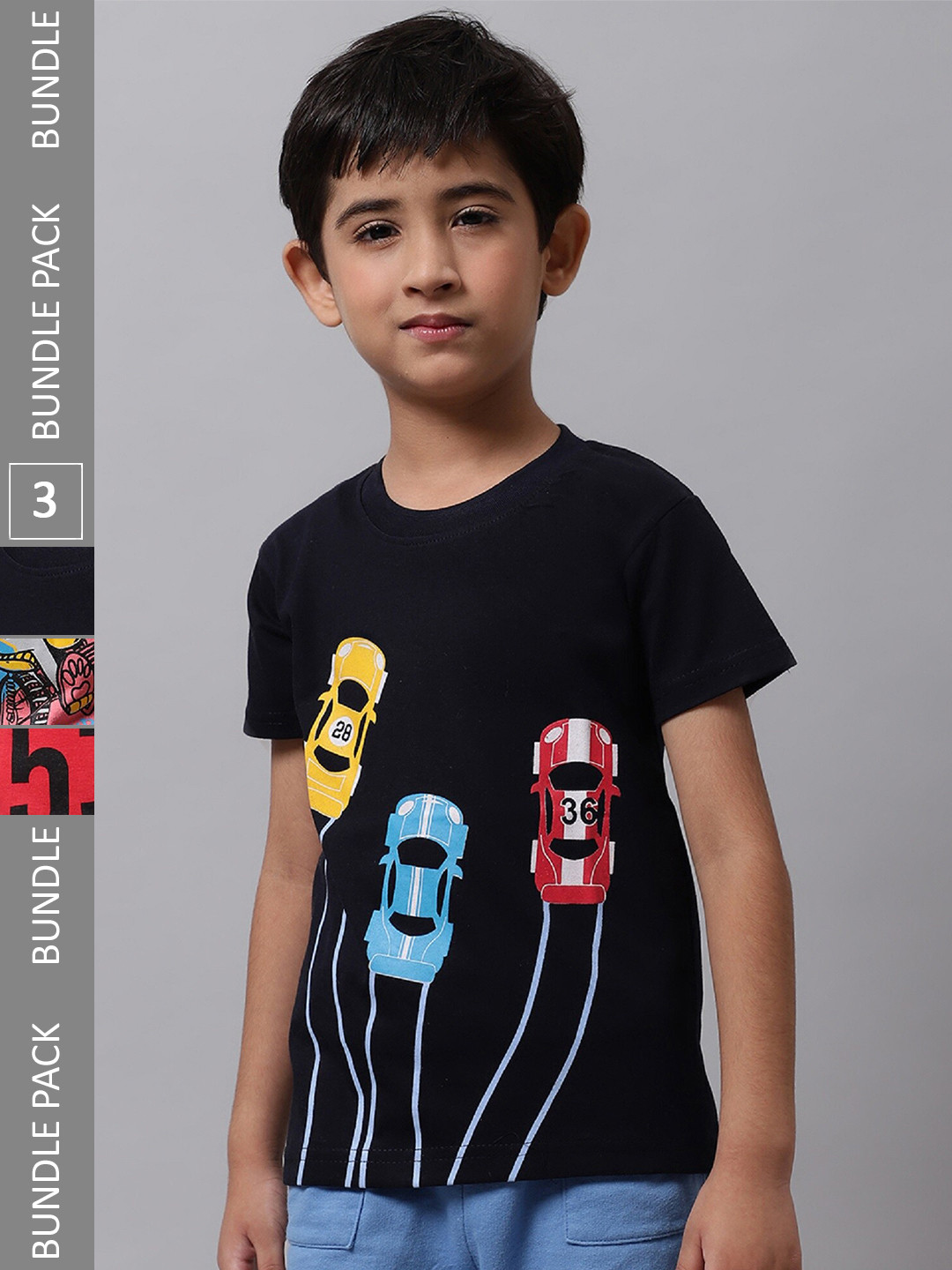 

BAESD Boys Pack Of 3 Printed Cotton T-shirts, Black