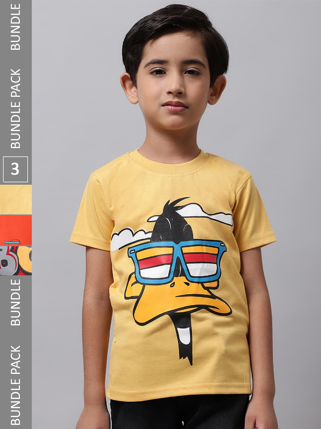 

BAESD Boys Pack Of 3 Printed Cotton Regular Fit T-shirts, Yellow