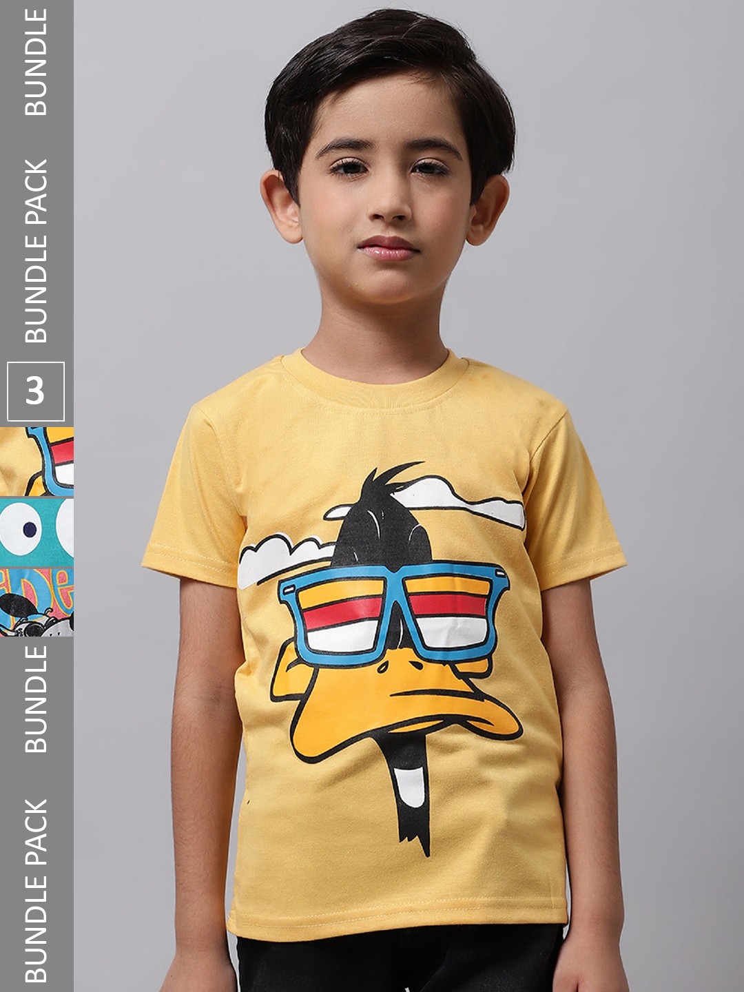 

BAESD Boys Pack Of 3 Printed Cotton Regular Fit T-shirts, Yellow