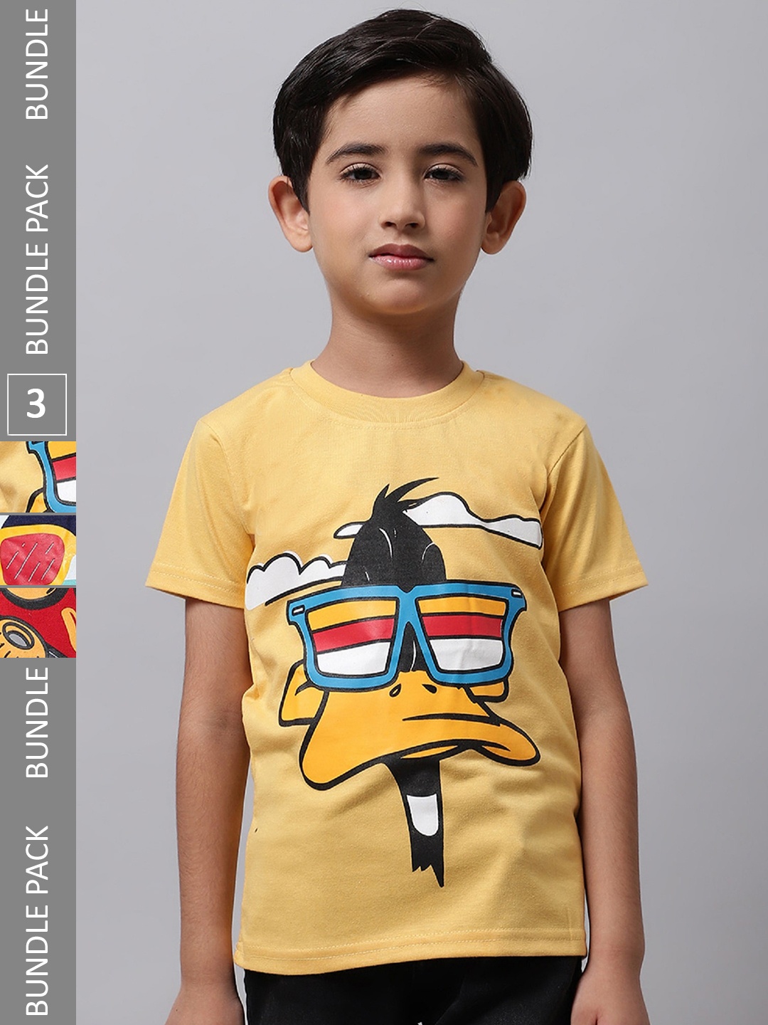 

BAESD Boys Pack Of 3 Printed Cotton Regular Fit T-shirts, Yellow