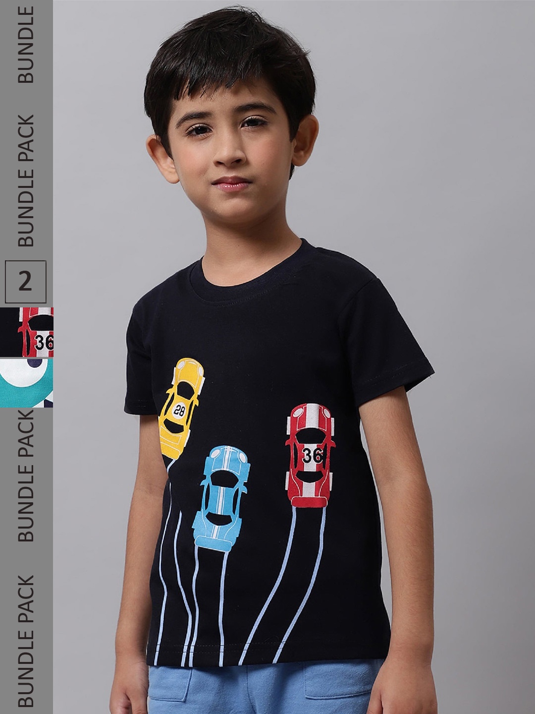 

BAESD Boys Pack Of 2 Graphic Printed Cotton T-Shirts, Black