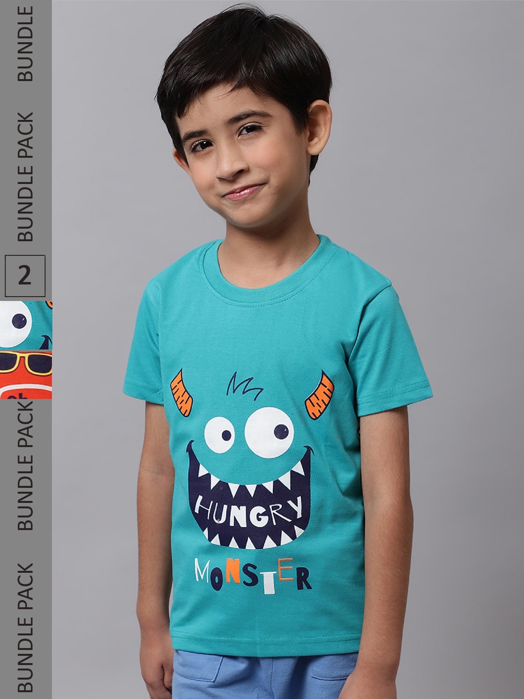 

BAESD Boys Pack of 2 Graphic Printed Cotton T-Shirt, Orange