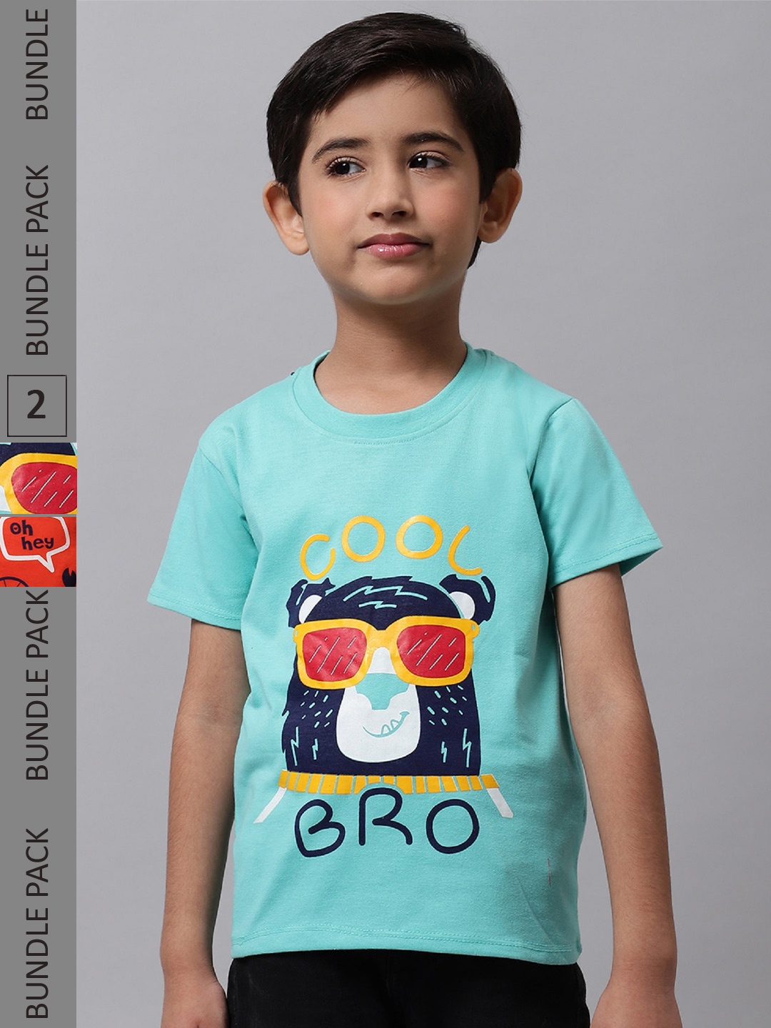 

BAESD Boys Pack Of 2 Graphic Printed Cotton T-Shirts, Blue