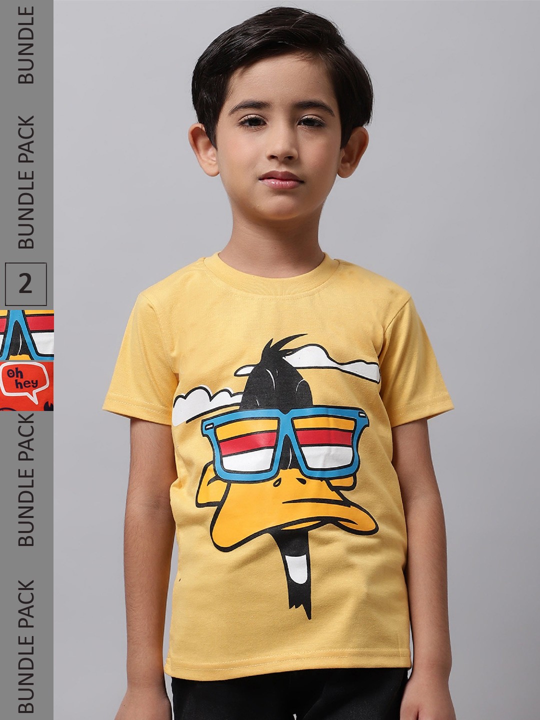 

BAESD Boys Pack Of 2 Printed Cotton T-shirt, Yellow