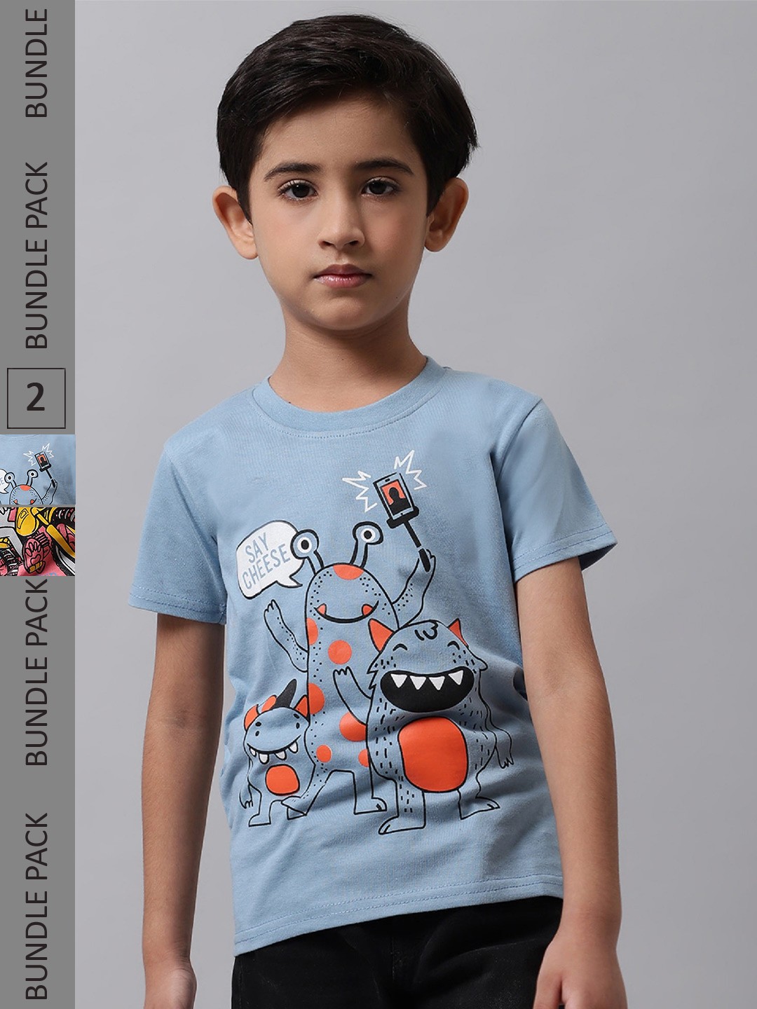 

BAESD Boys Pack Of 2 Graphic Printed Cotton T-shirt, Grey