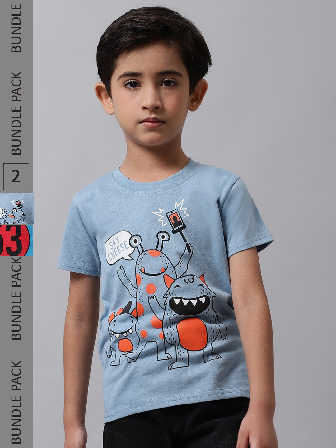 

BAESD Pack of 2 Boys Graphic Printed T-shirt, Grey