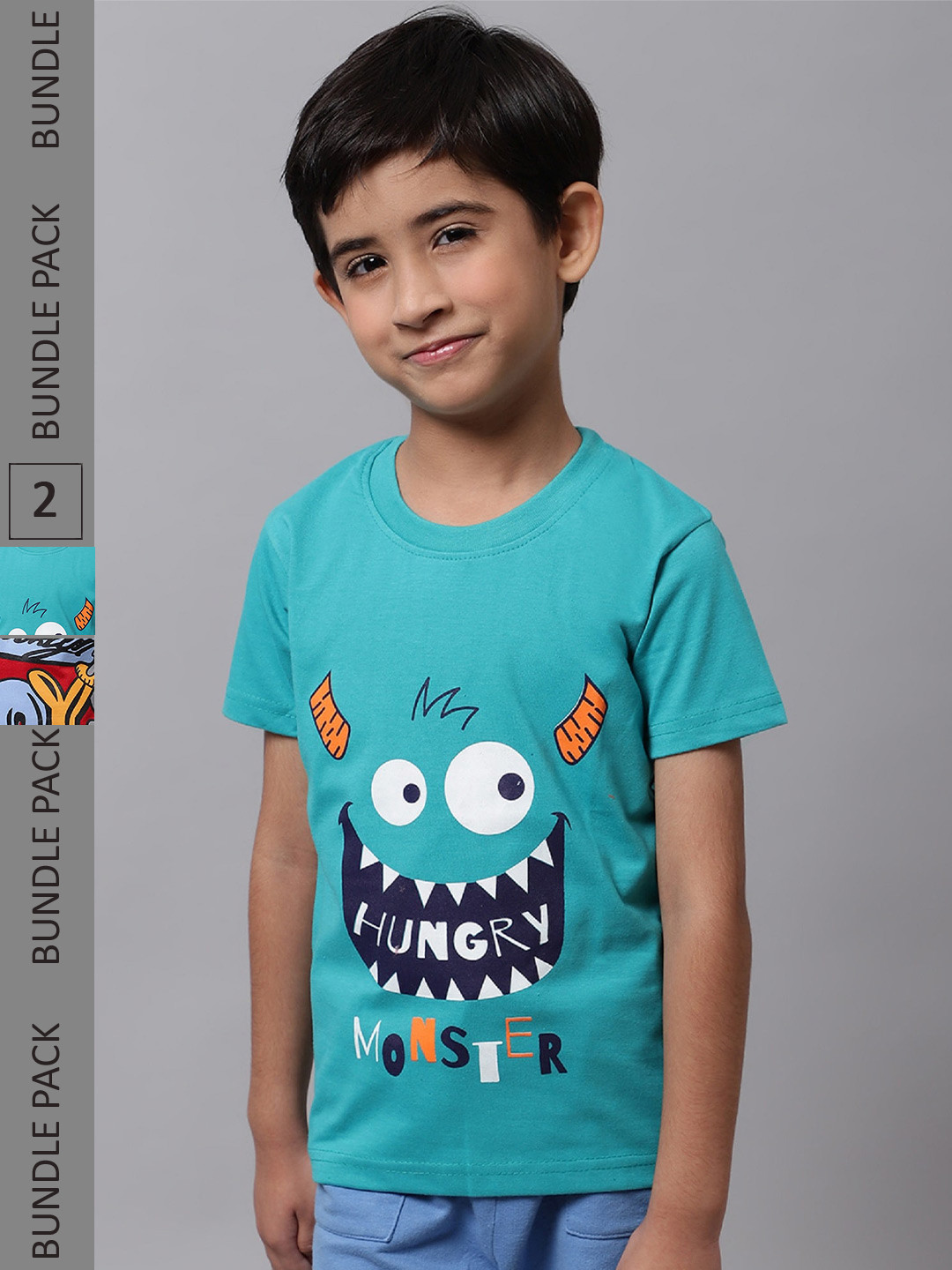 

BAESD Boys Pack of 2 Graphic Printed Cotton T-shirt, Blue