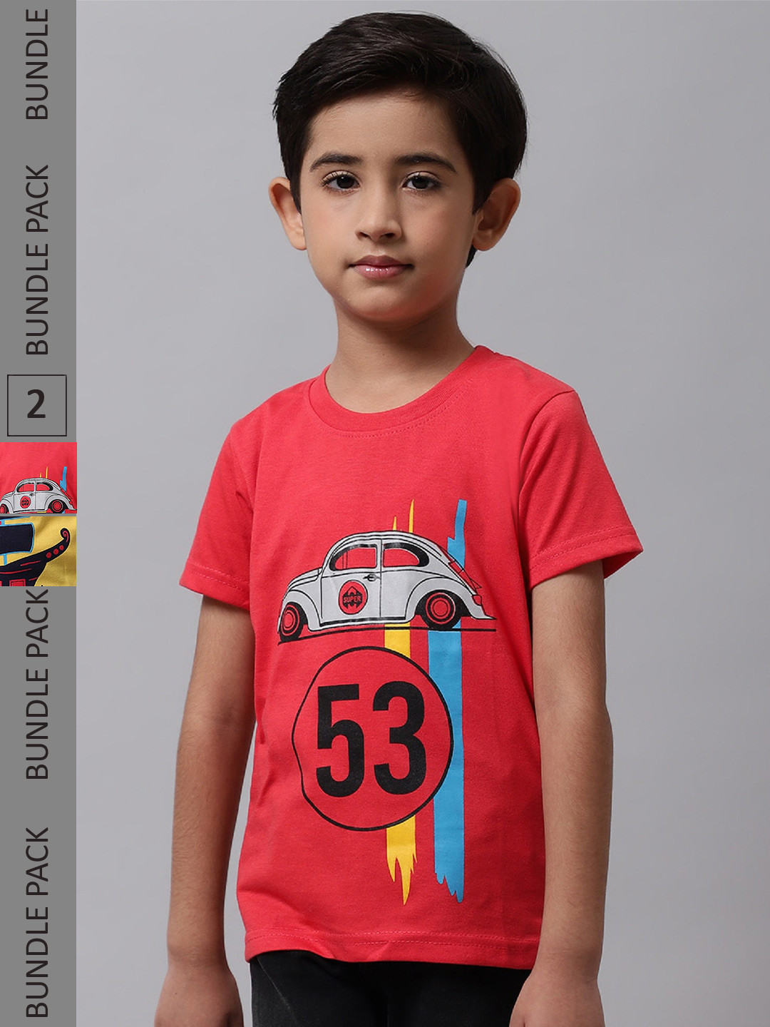 

BAESD Boys Pack Of 2 Printed Cotton T-shirt, Red