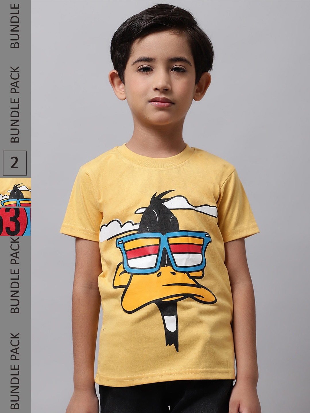 

BAESD Boys Pack Of 2 Printed Cotton T-shirt, Yellow
