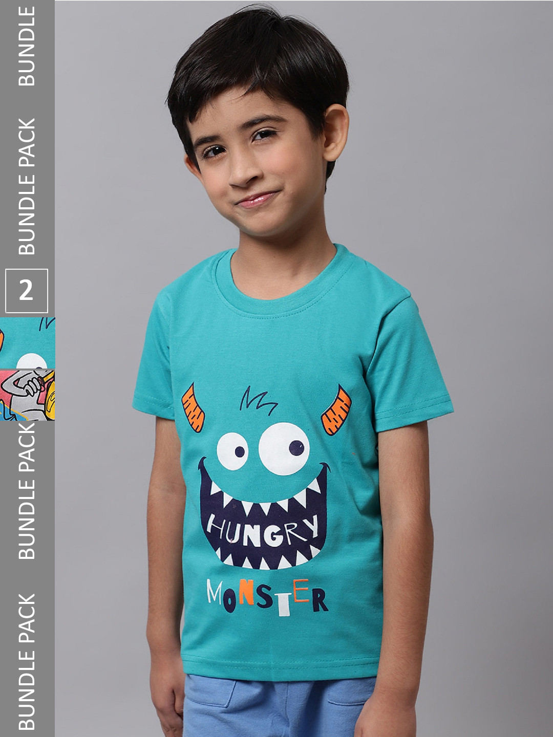 

BAESD Boys Pack Of 2 Graphic Printed Cotton T-shirt, Blue