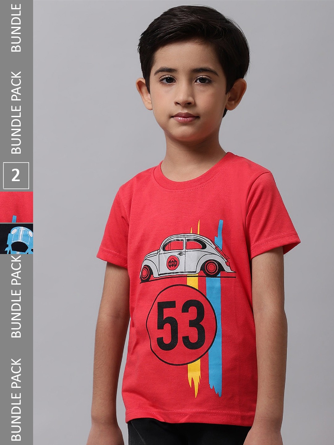 

BAESD Boys Pack Of 2 Graphic Printed Cotton T-Shirts, Red