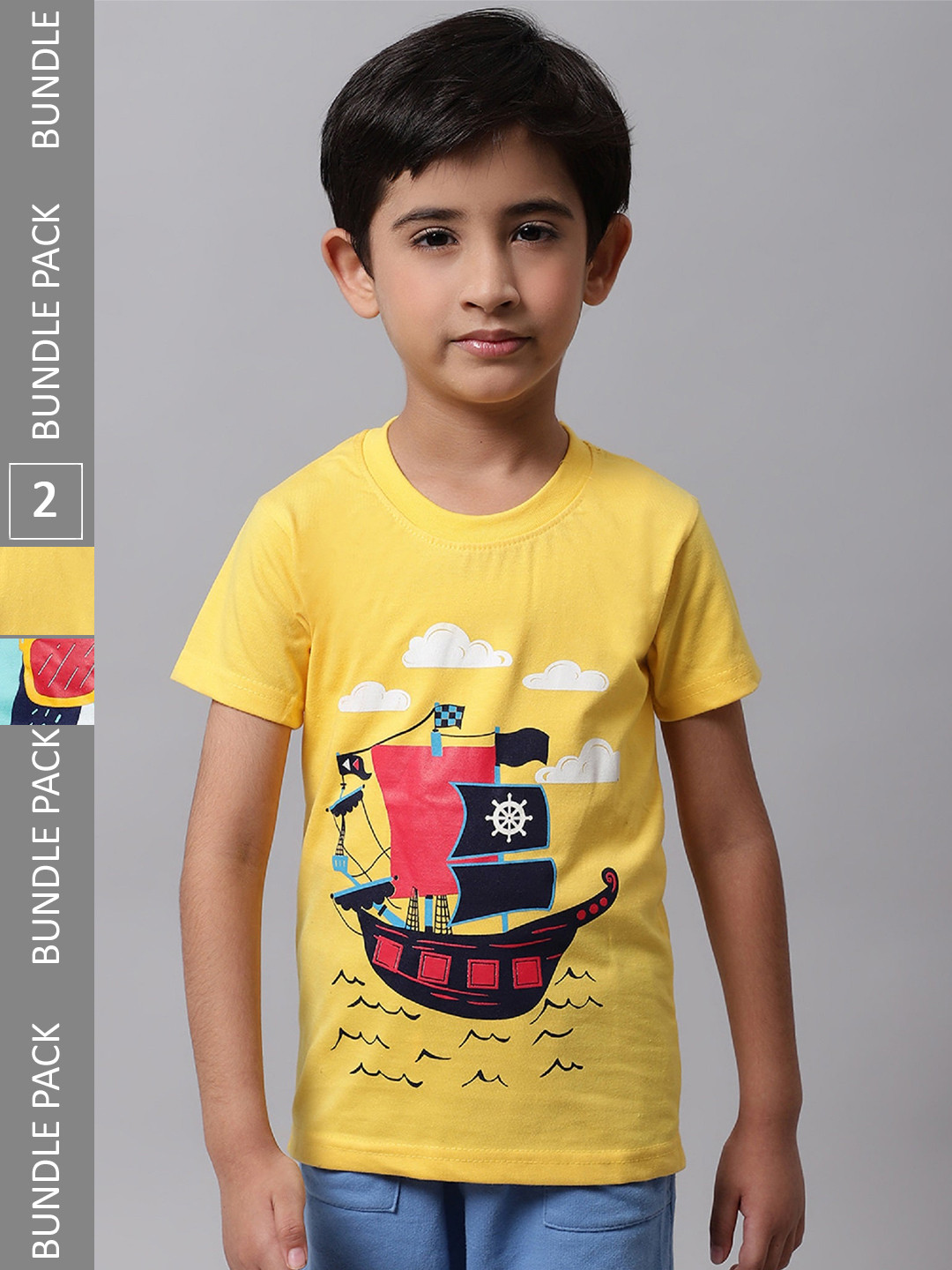 

BAESD Pack Of 2 Boys Graphic Printed Cotton Casual T Shirts, Yellow