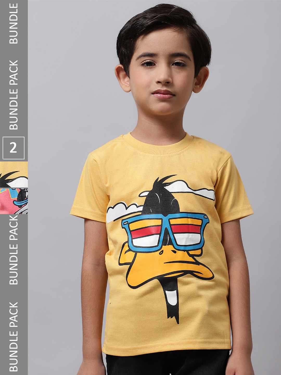 

BAESD Boys Pack Of 2 Graphic Printed Cotton T-shirt, Yellow