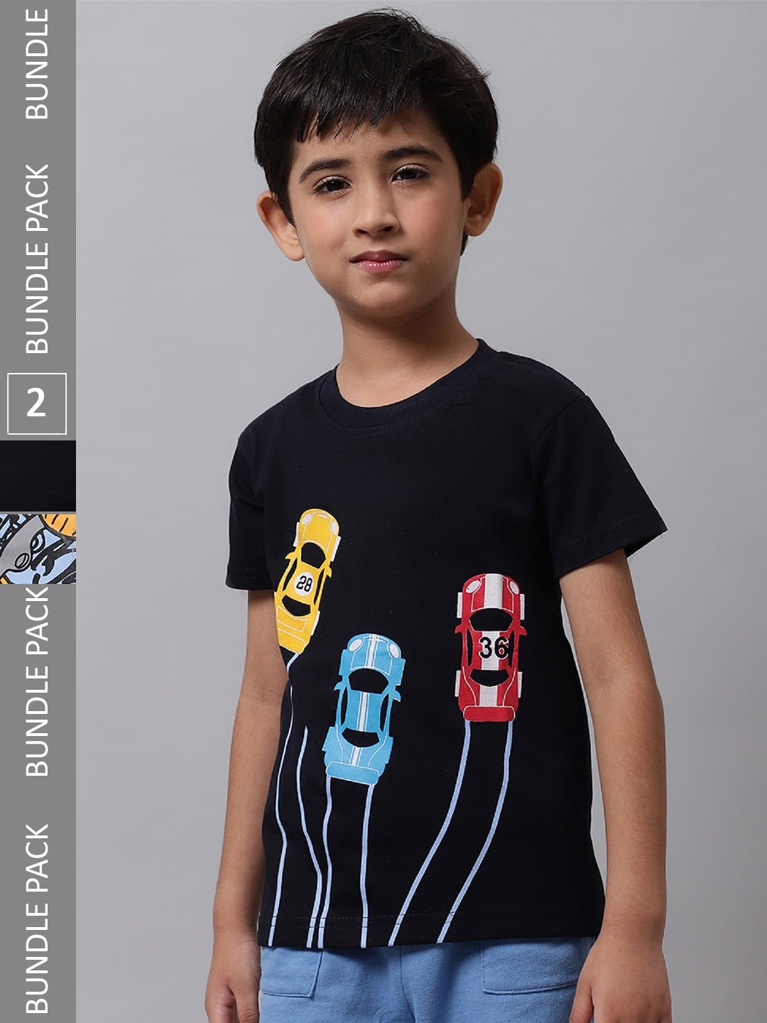 

BAESD Boys Pack Of 2 Graphic Printed Cotton T-shirts, Black