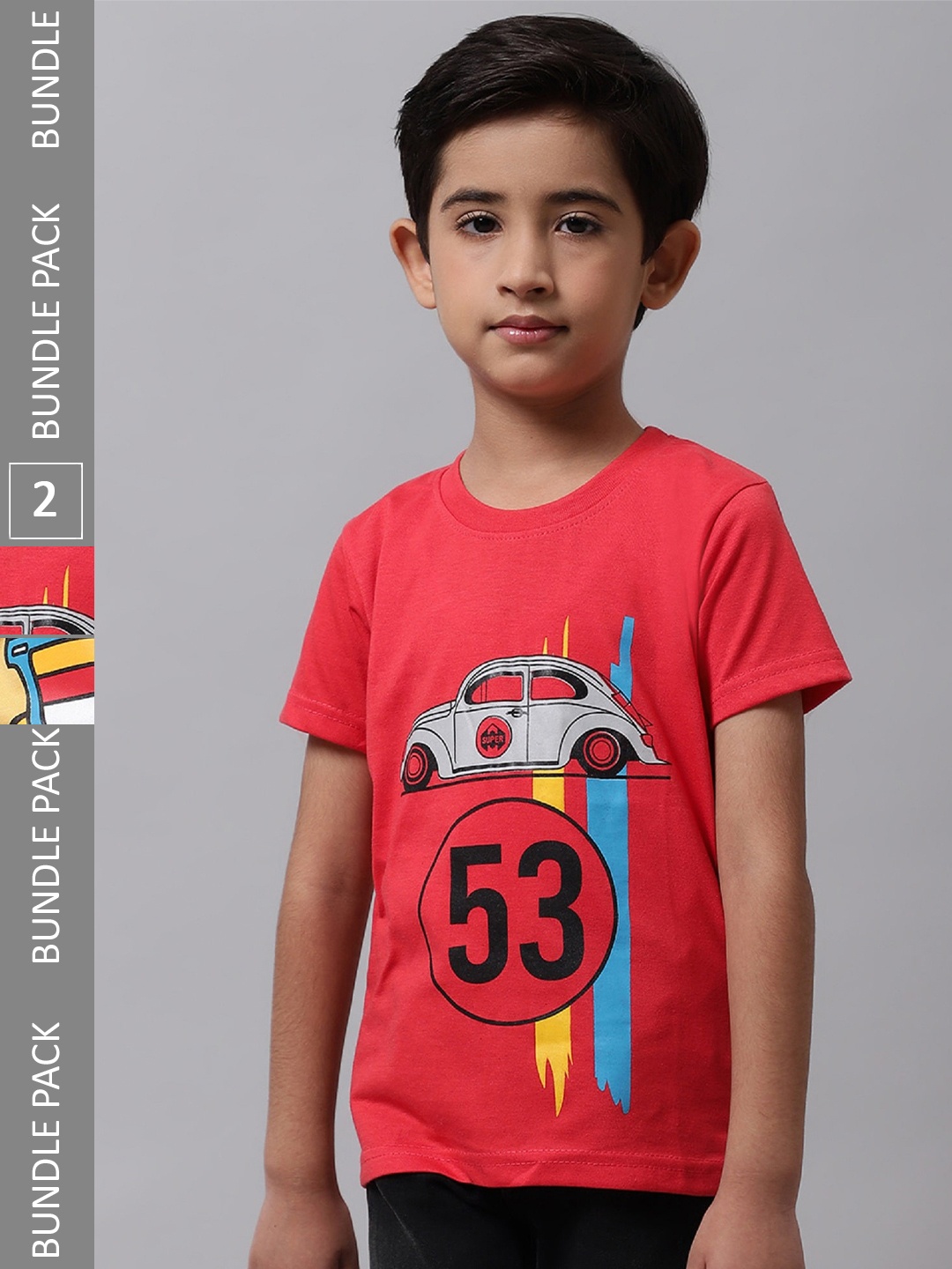 

BAESD Boys Pack Of 2 Graphic Printed Cotton T-shirts, Red