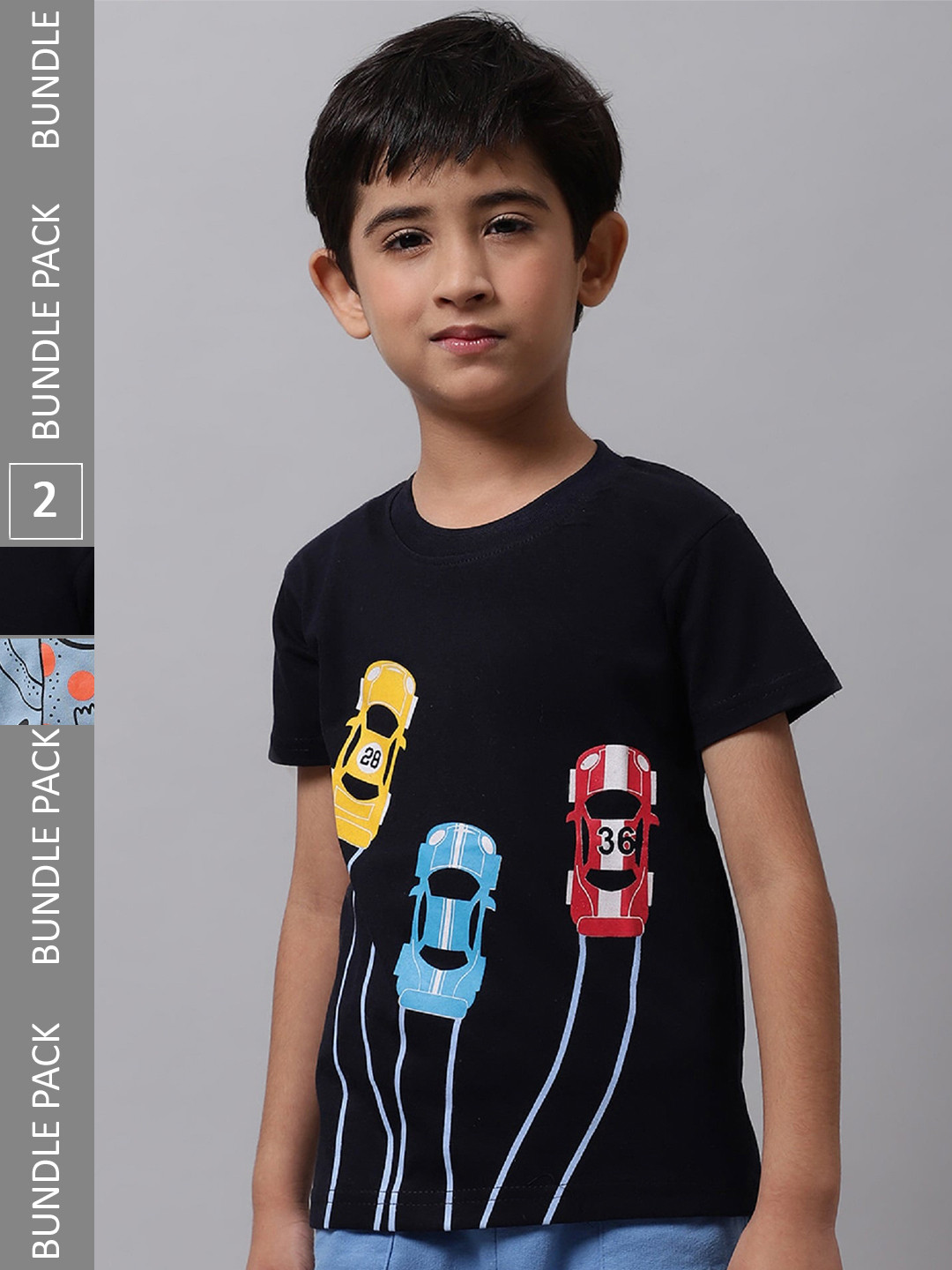 

BAESD Boys Pack Of 2 Graphic Printed Cotton T-shirts, Black