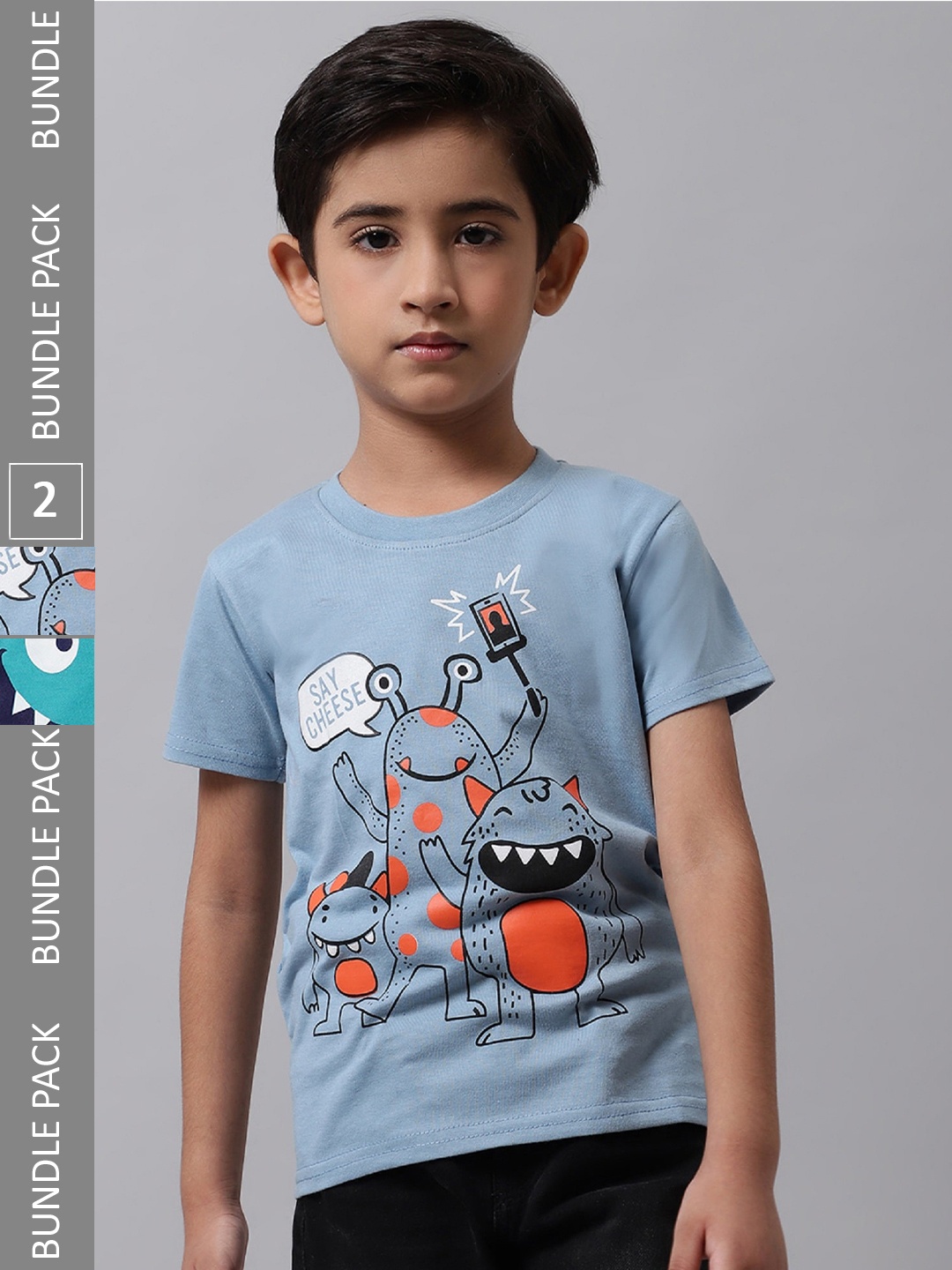 

BAESD Boys Pack Of 2 Printed Cotton T-Shirt, Grey