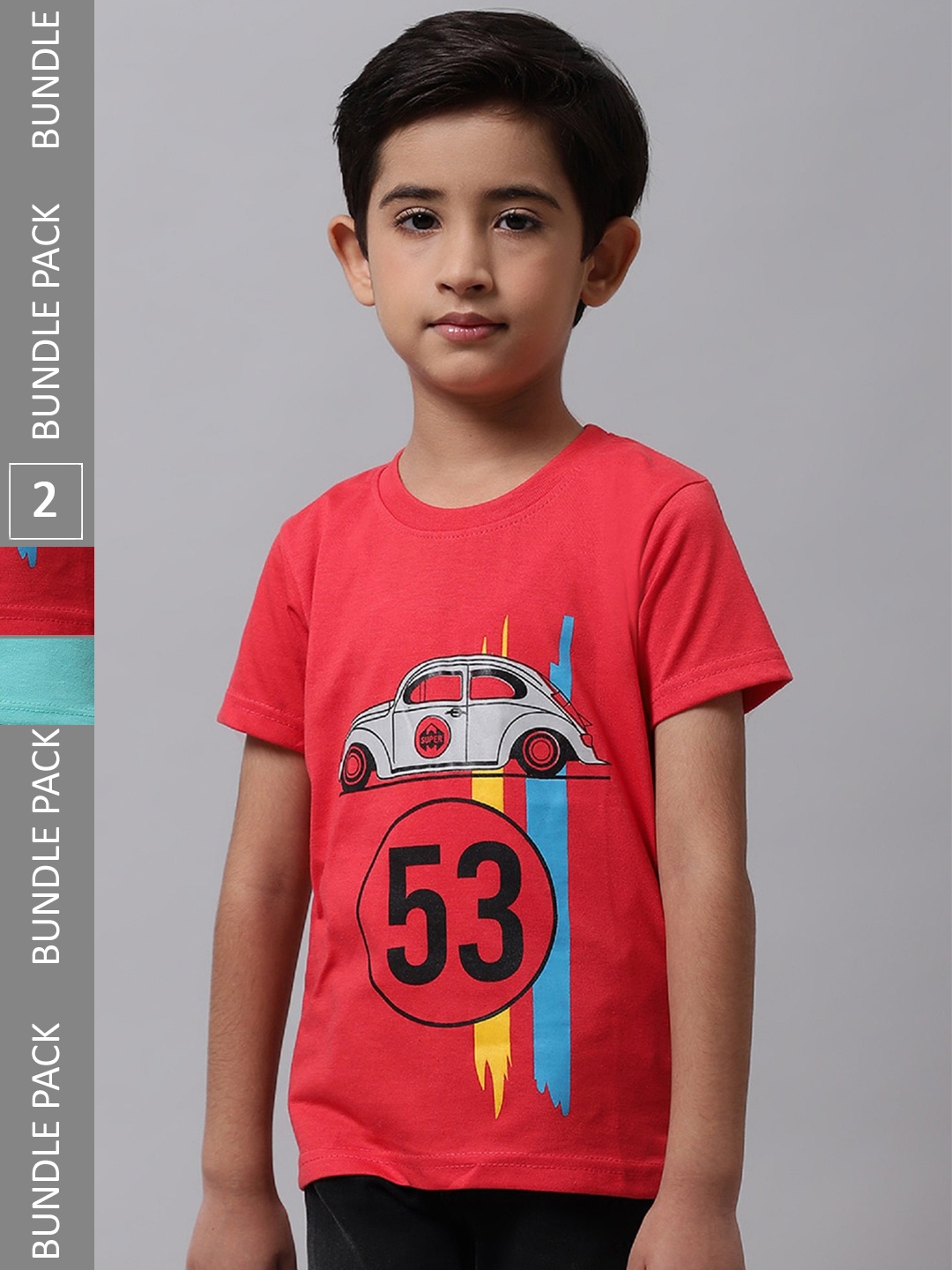 

BAESD Boys Pack Of 2 Printed Cotton T-shirt, Red