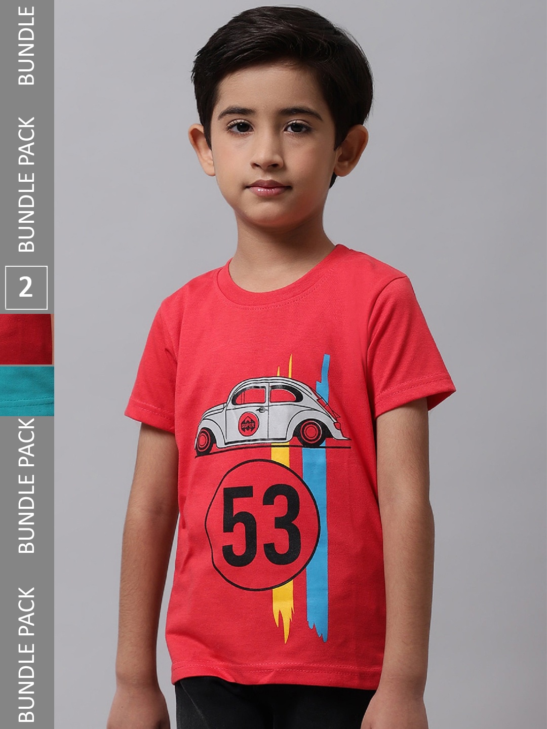 

BAESD Boys Pack Of 2 Printed Cotton T-shirt, Orange