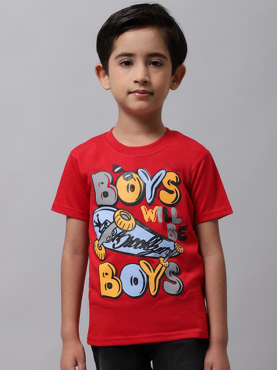 

BAESD Boys Typography Printed Cotton T-shirt, Orange