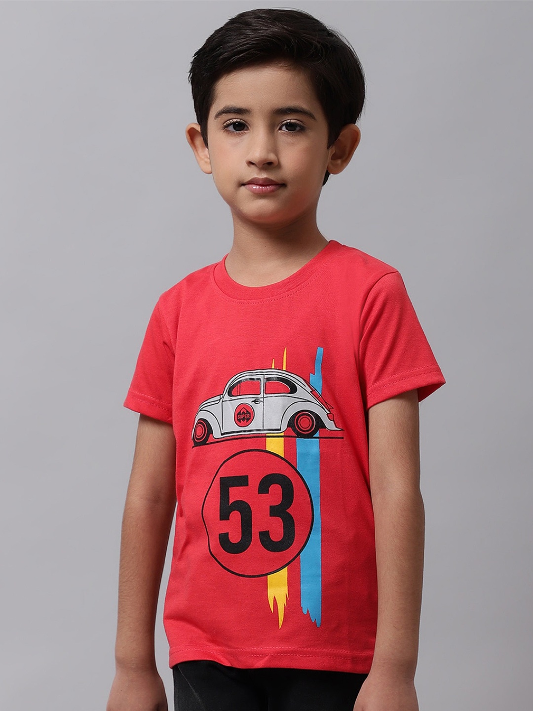 

BAESD Boys Printed Round Neck Cotton T-shirt, Orange