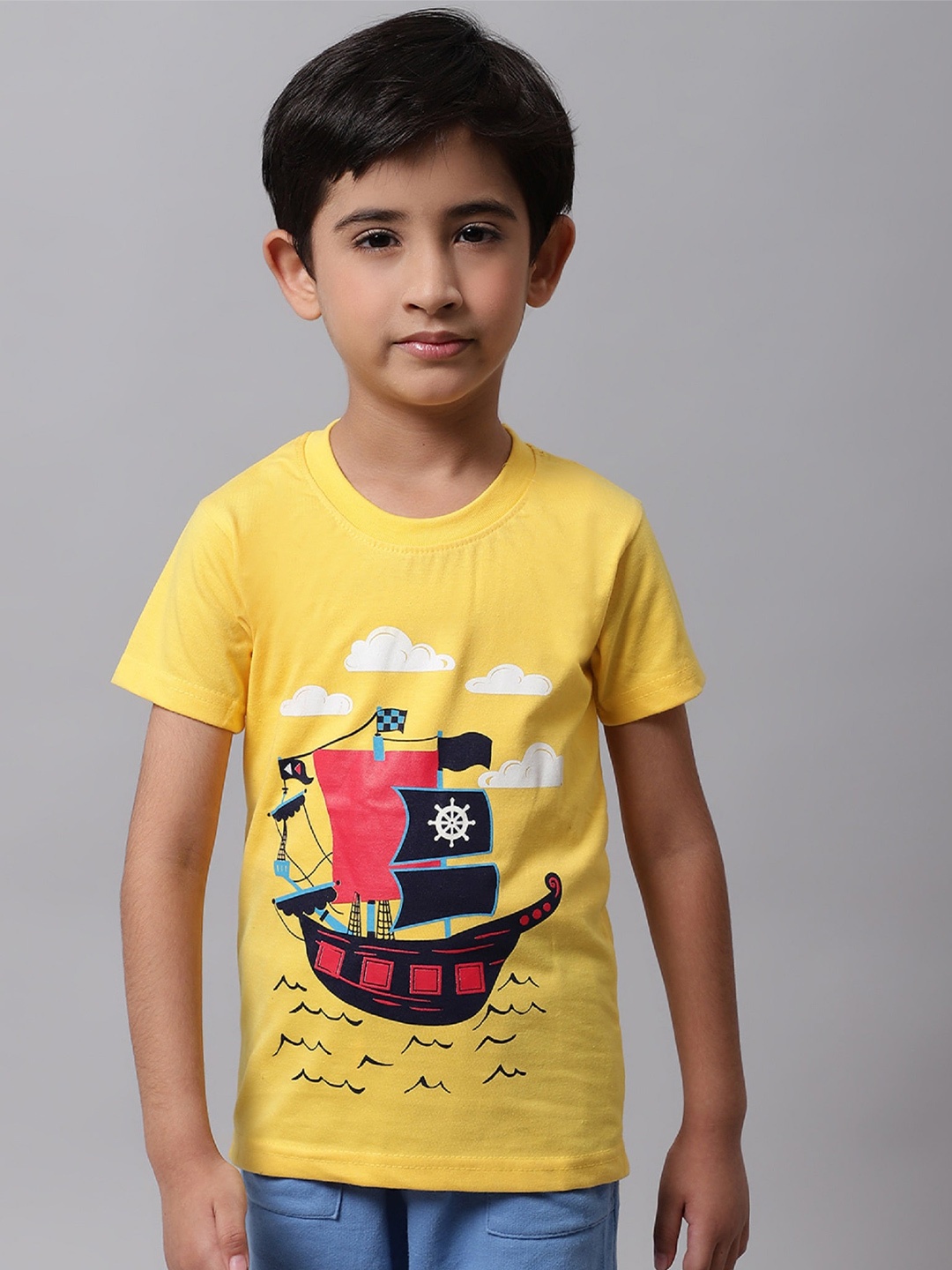 

BAESD Boys Graphic Printed Cotton T-Shirt, Yellow