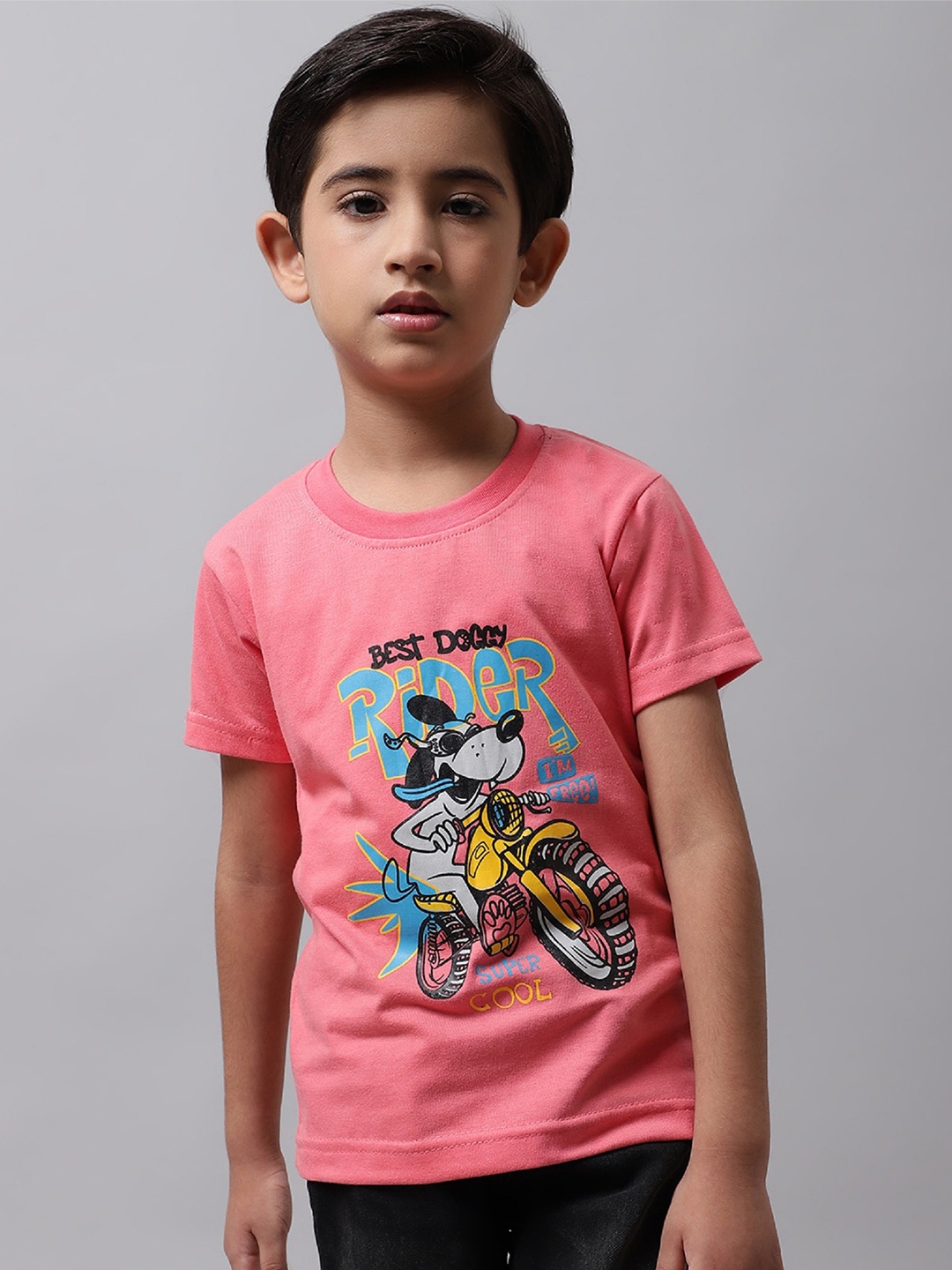 

BAESD Boys Graphic Printed Cotton T-Shirt, Pink