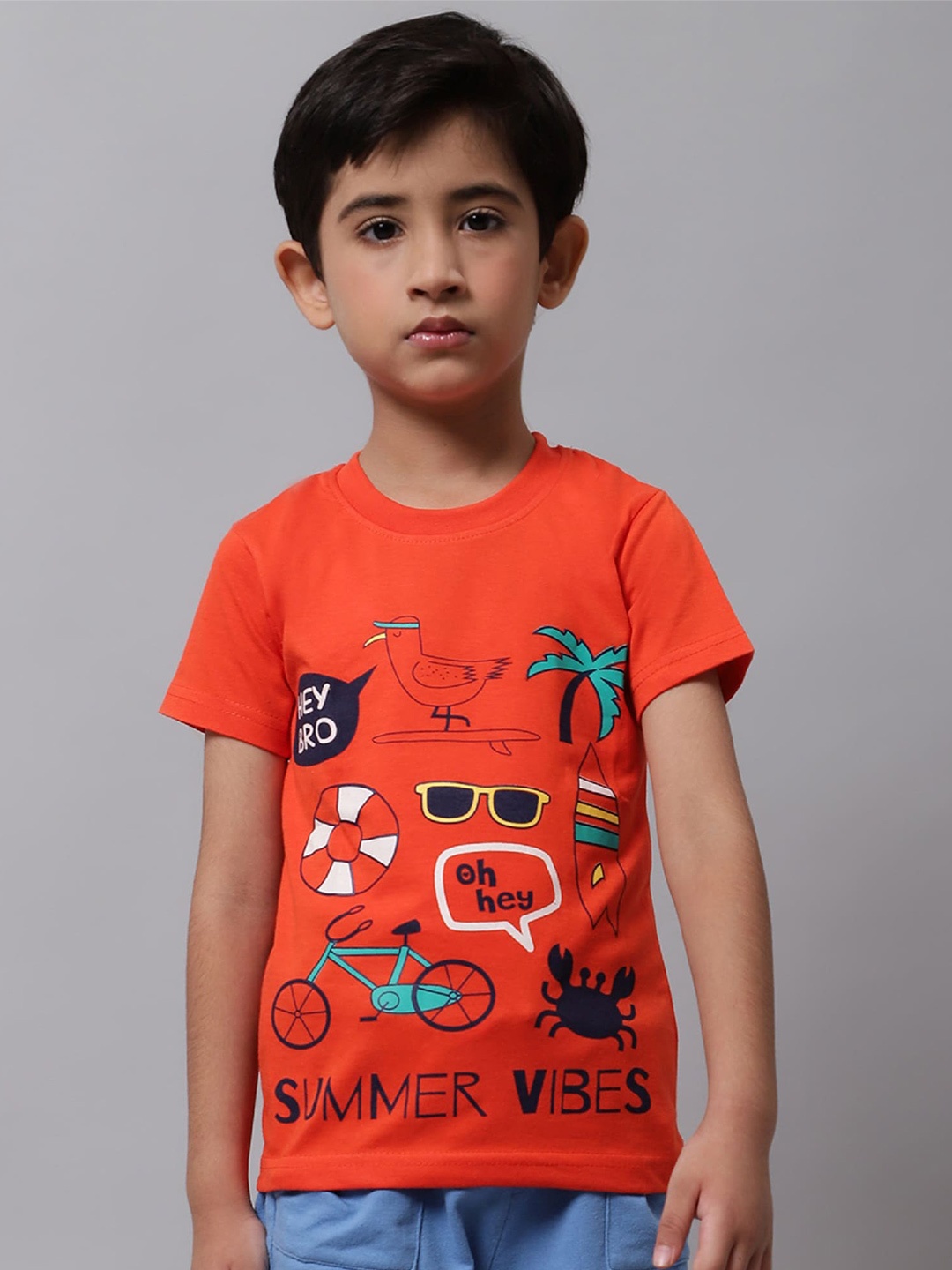 

BAESD Boys Graphic Printed Cotton T-Shirt, Orange