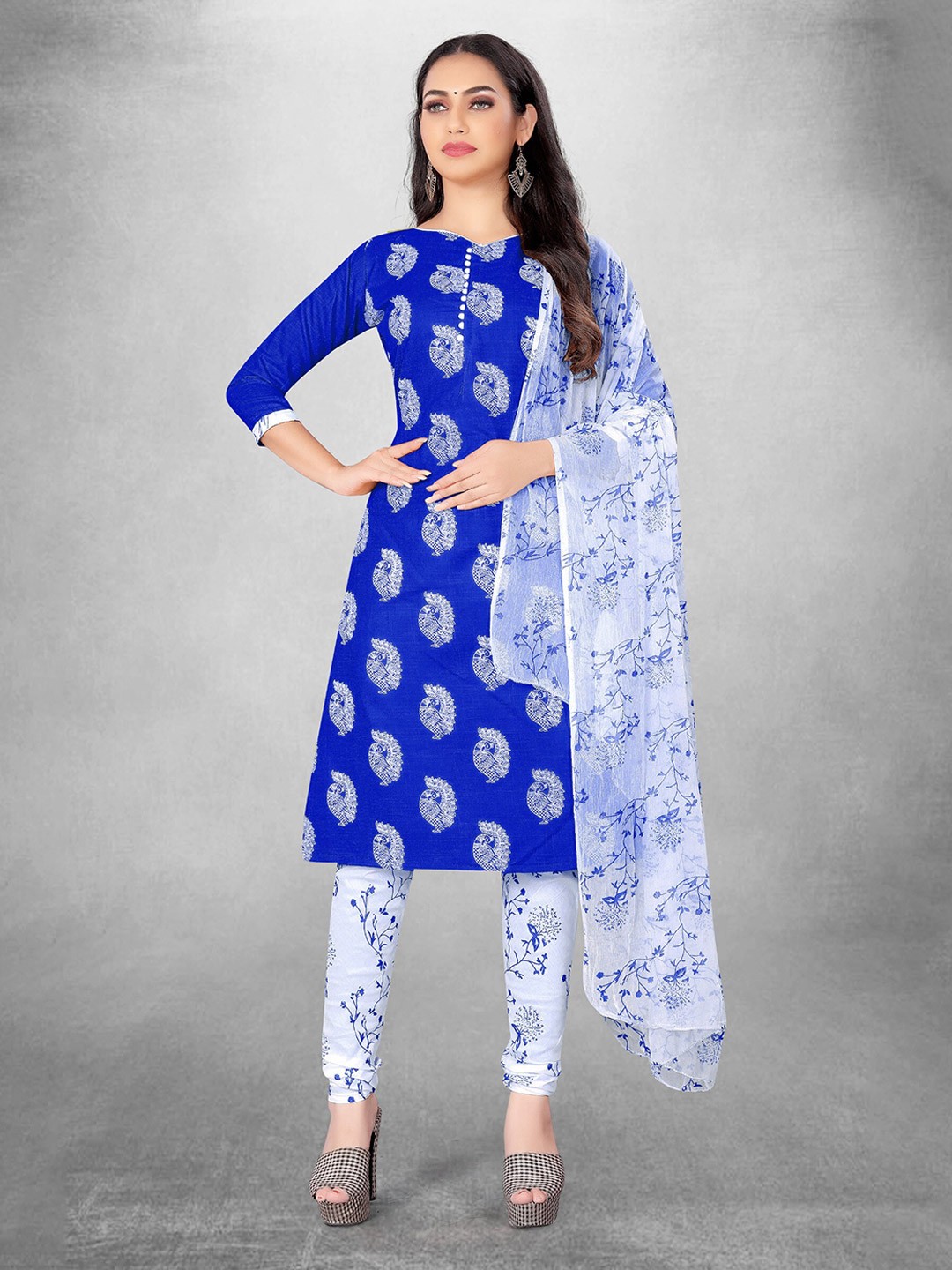 

KALINI Ethnic Motifs Printed Unstitched Dress Material, Black