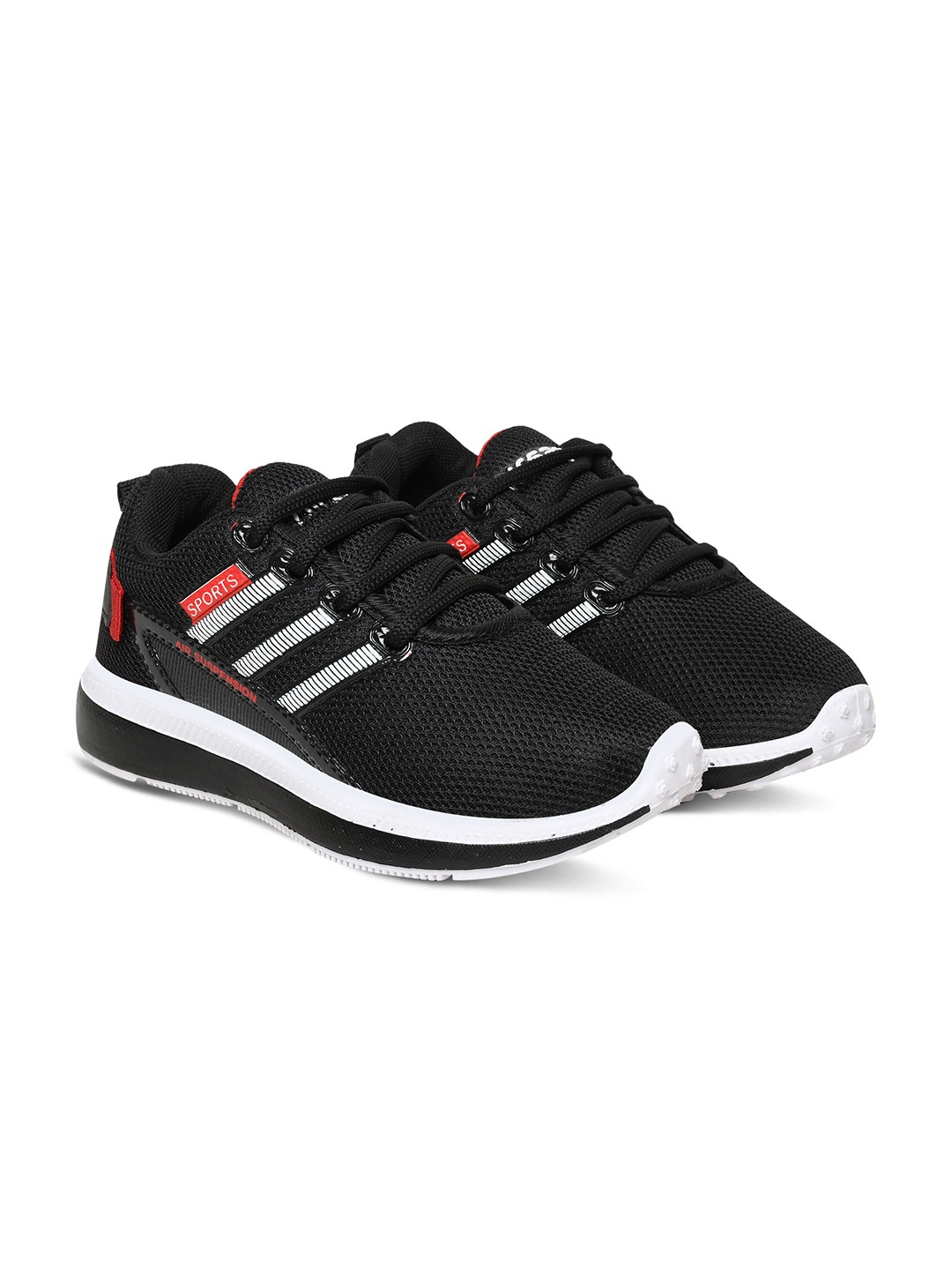 

Airspot Kids Striped Lightweight Sneakers, Black