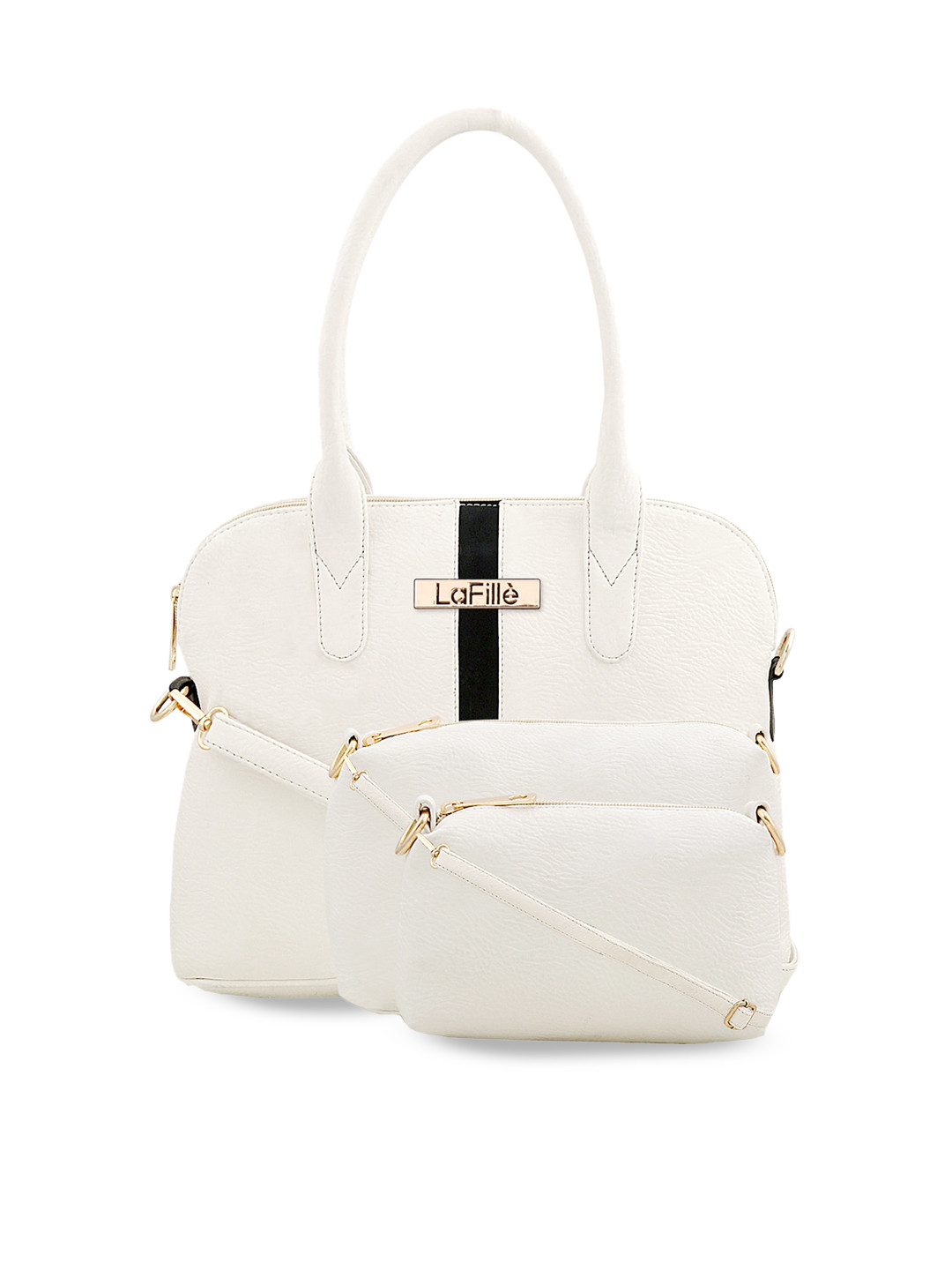

LaFille Women Set Of 3 Structured Handbags, White