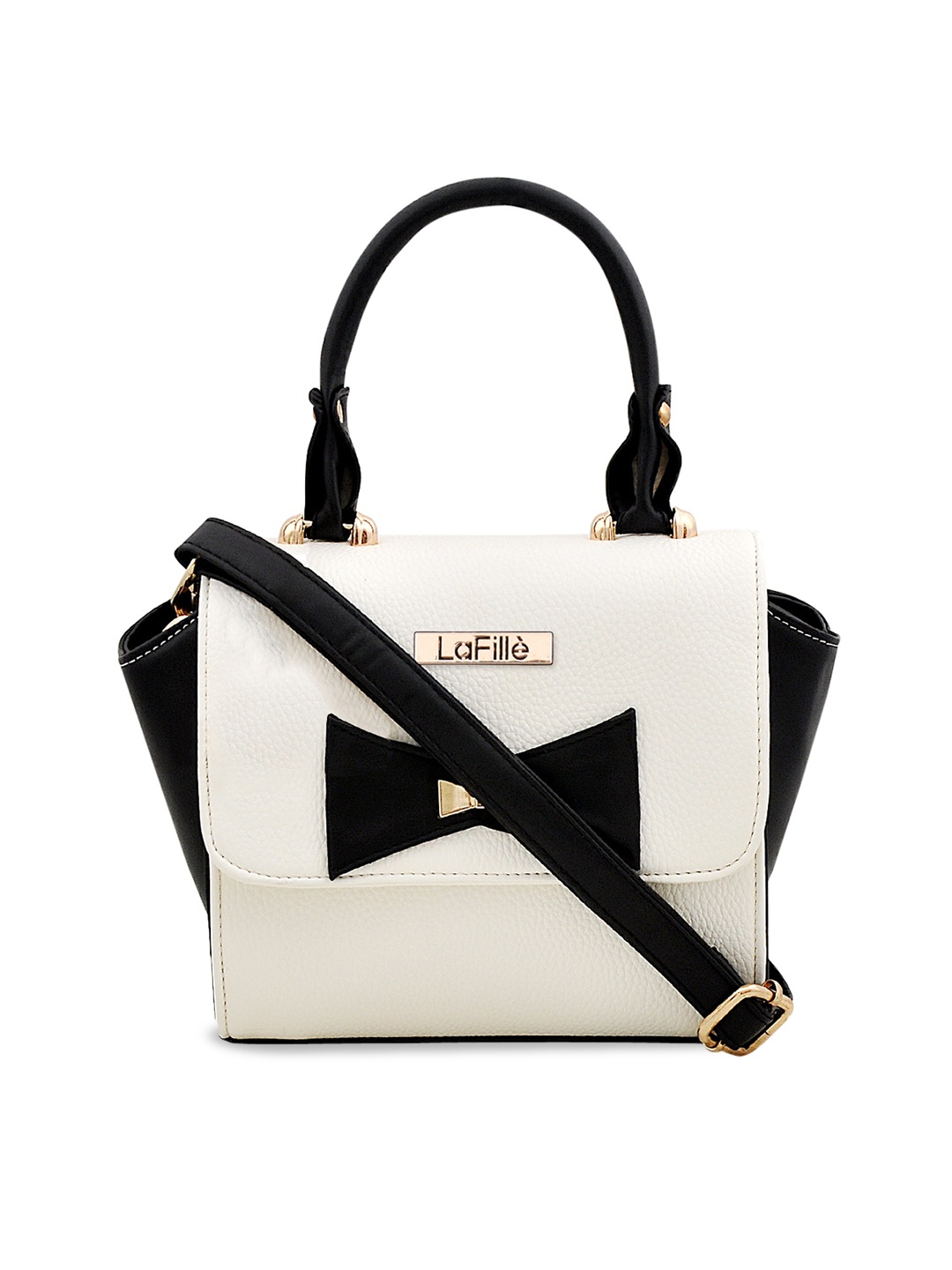 

LaFille Colourblocked Structured Satchel with Bow Detail, Black