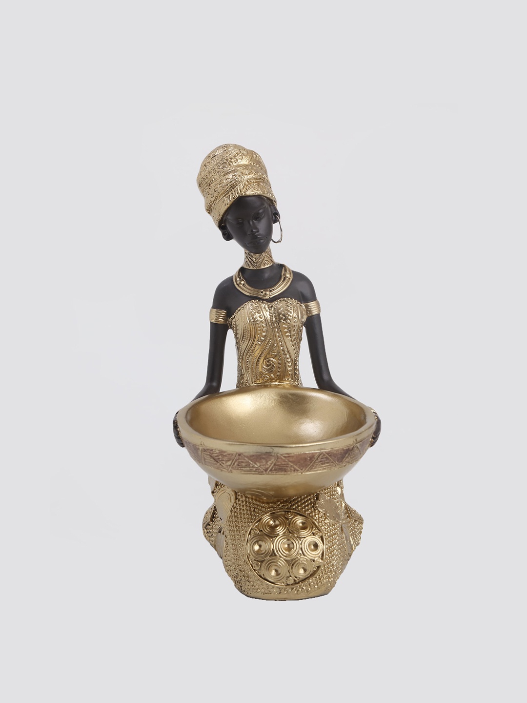 

Home Centre Jaguar Beige & Black Sitting African Lady Showpiece