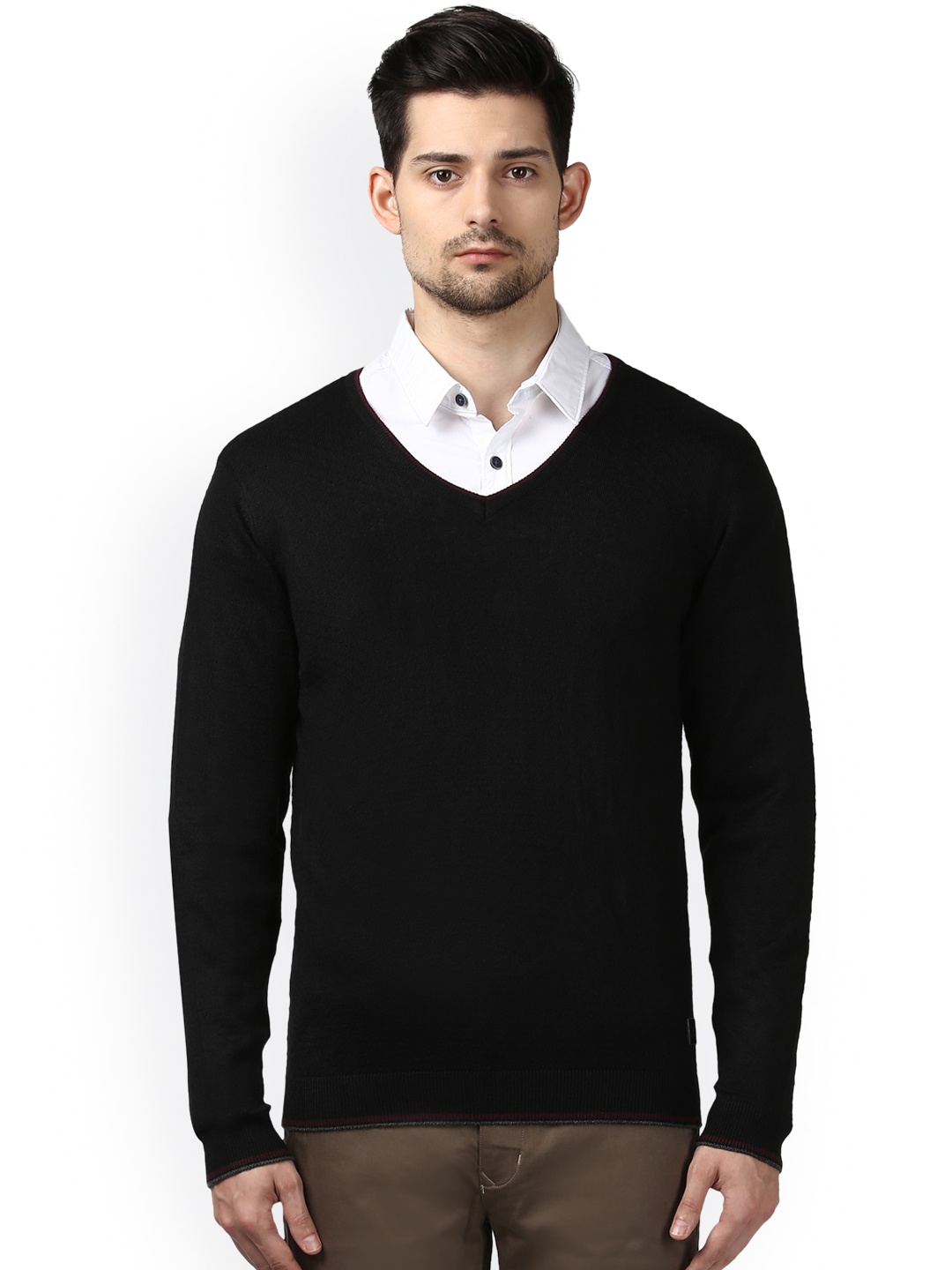 

Park Avenue Men Black Solid Pullover