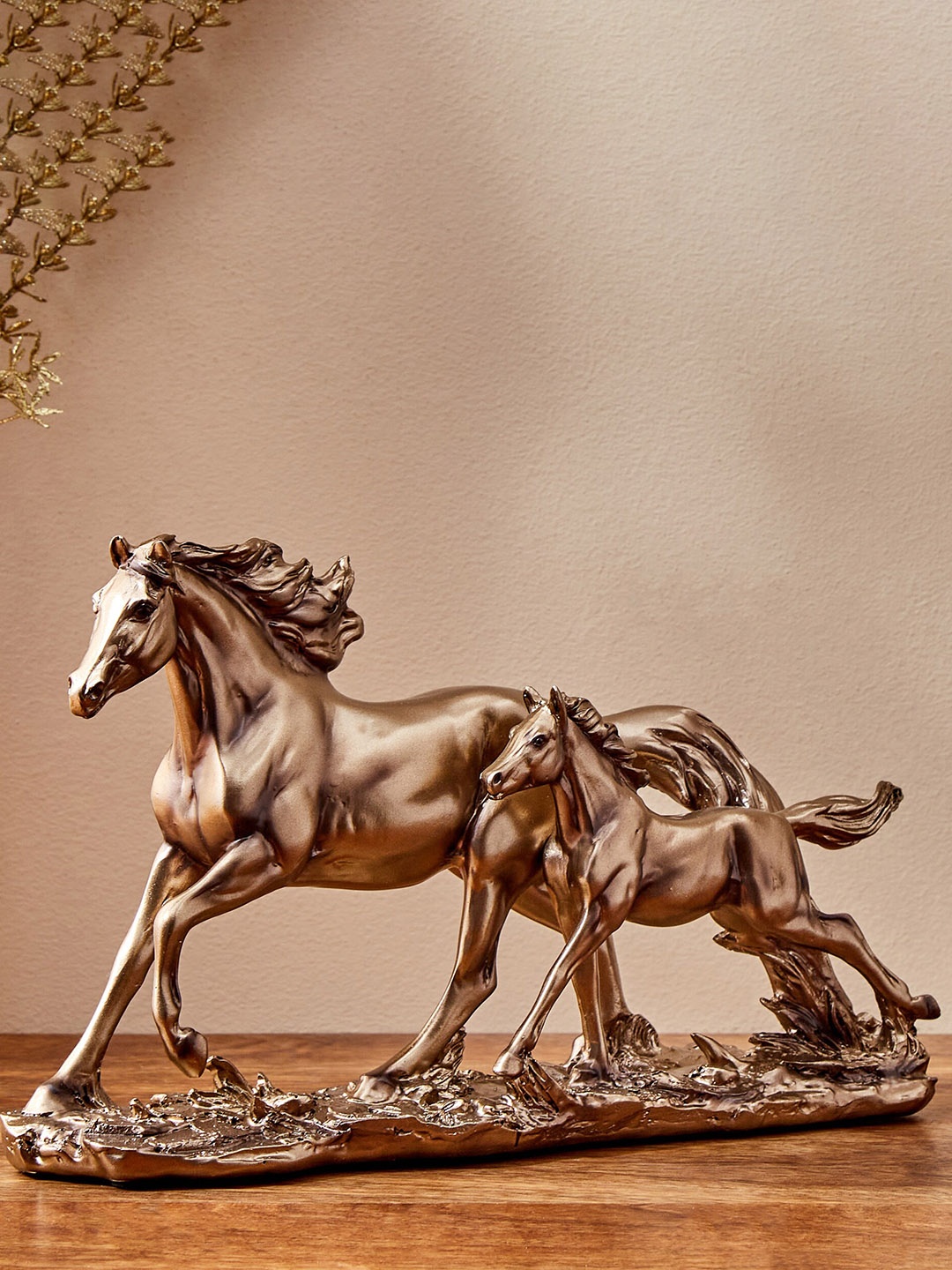 

Home Centre Jaguar Running Horse With Baby Showpieces, Brown