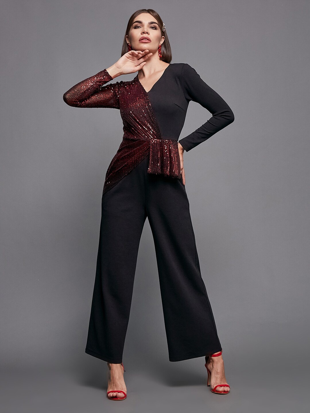 

Miss Chase Black Embellished Asymmetric Jumpsuit