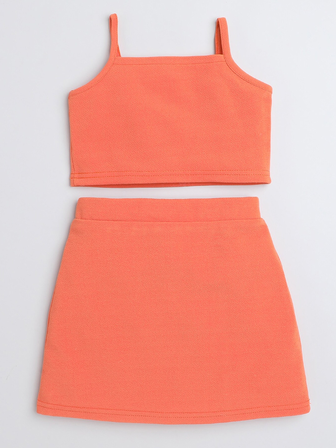 

taffykids Girls Shoulder Strap Crop Top with Skirt, Orange