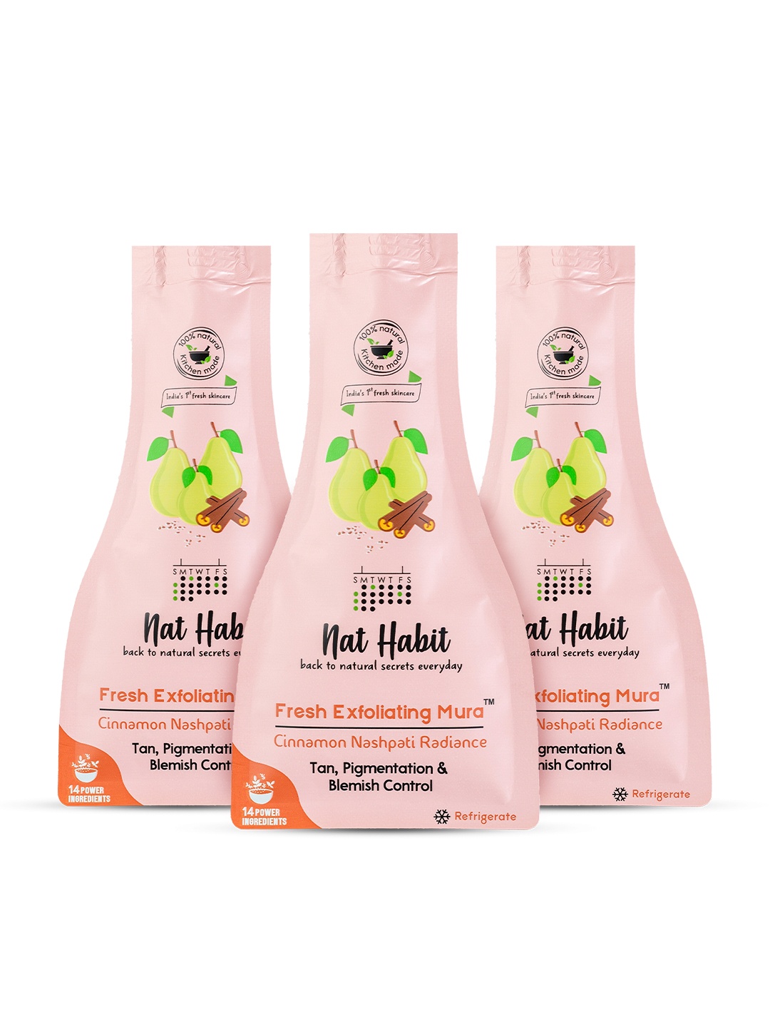 

Nat Habit Set Of 3 Exfoliating Mura with Cinnamon Nashpati Radiance Face Scrub - 25g Each, Pink