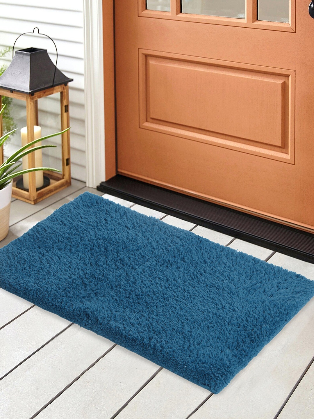 

Home Centre Colour Refresh Essence Blue Self-Designed Anti-Slip Plush Bath Mat