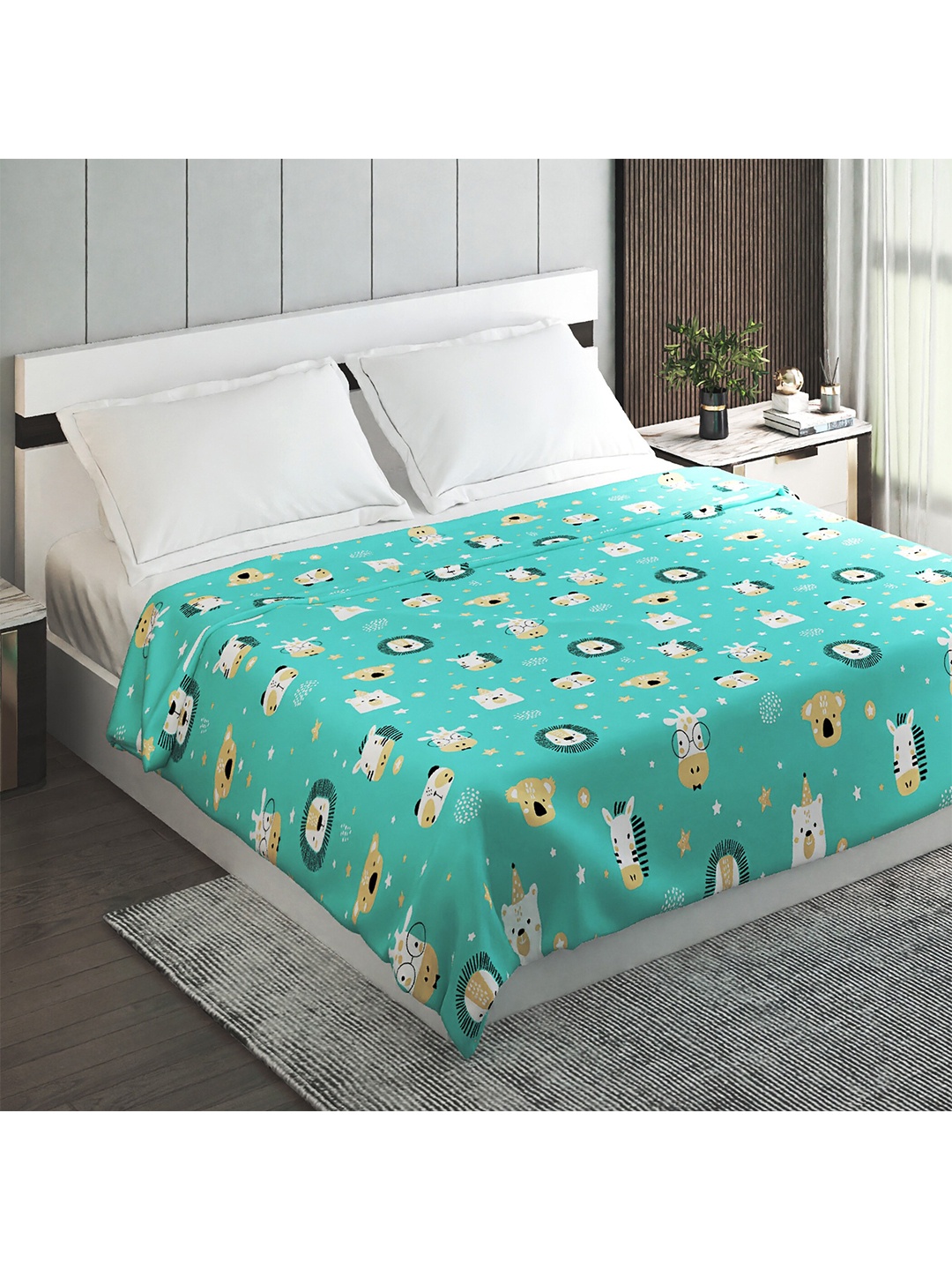 

Home Centre Slate Flannel Teal Summer 150 GSM Double Bed Blanket